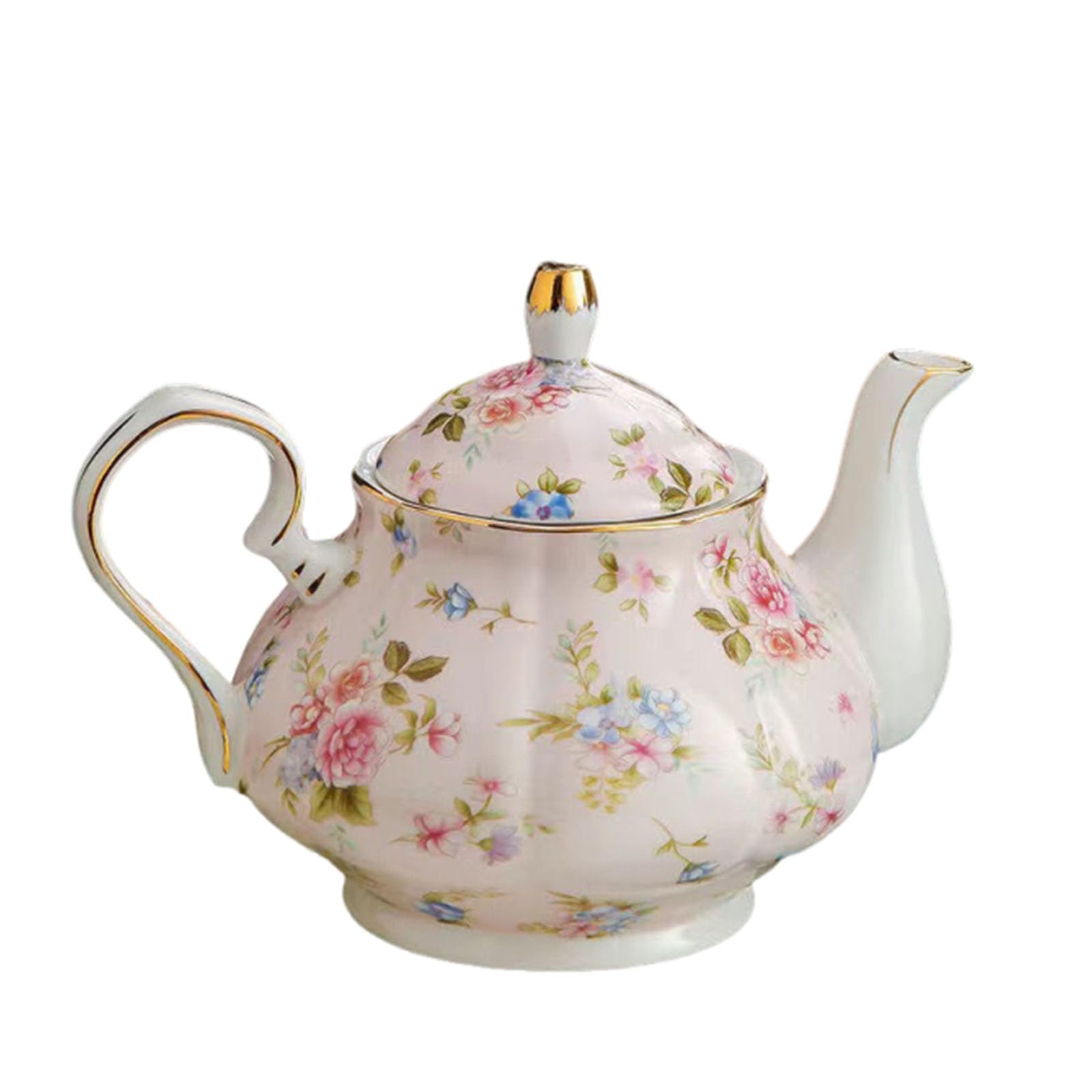 Emaille Teekanne mit Griff Bone China Teekessel Wasserkessel Antik Blumen