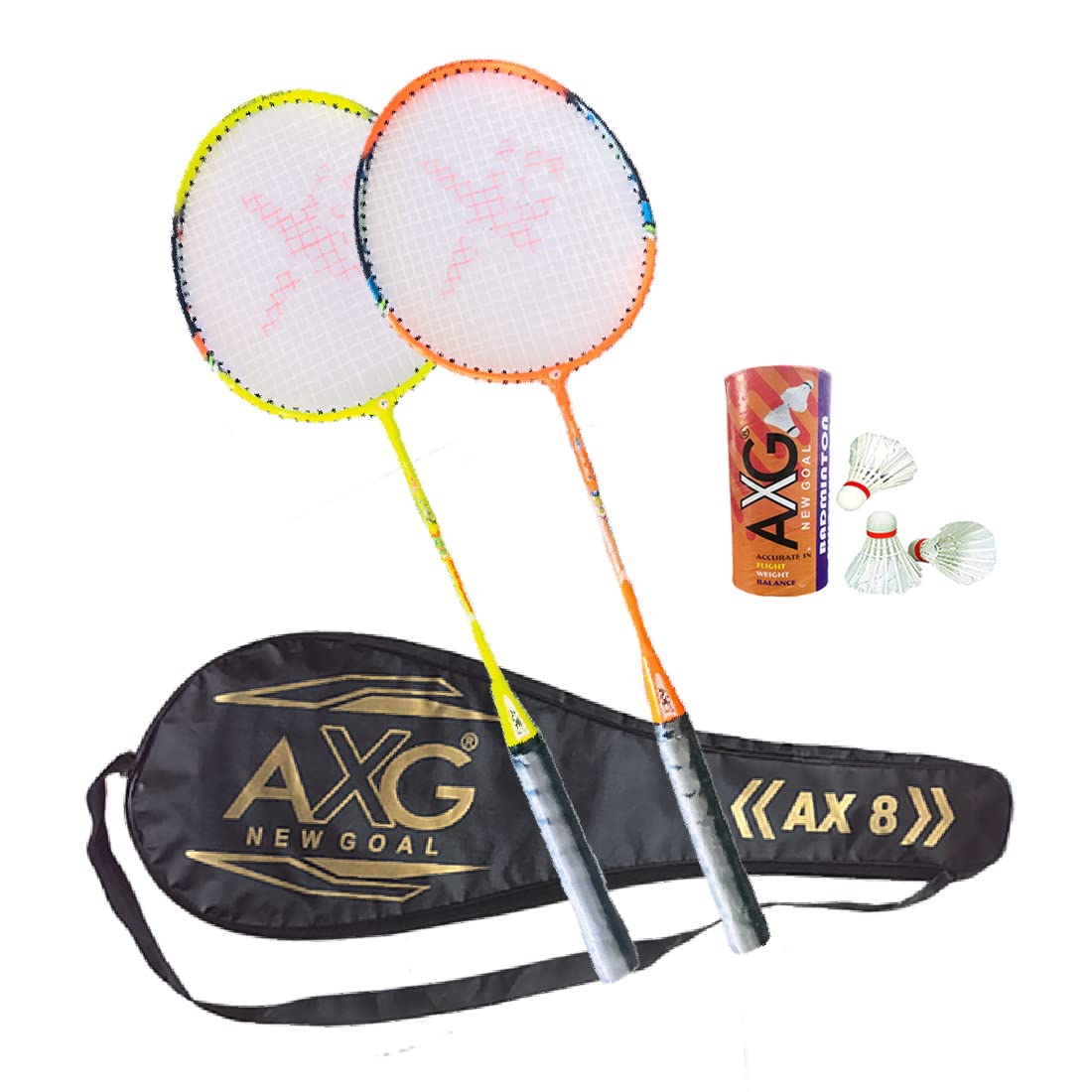 AXG New Goal AX-8 Inexorable Aluminium 2 Racquets, 3 Shuttlecocks Badminton Kit (Multicolour) (B08BJX392N) Amazon Price History, Amazon Price Tracker
