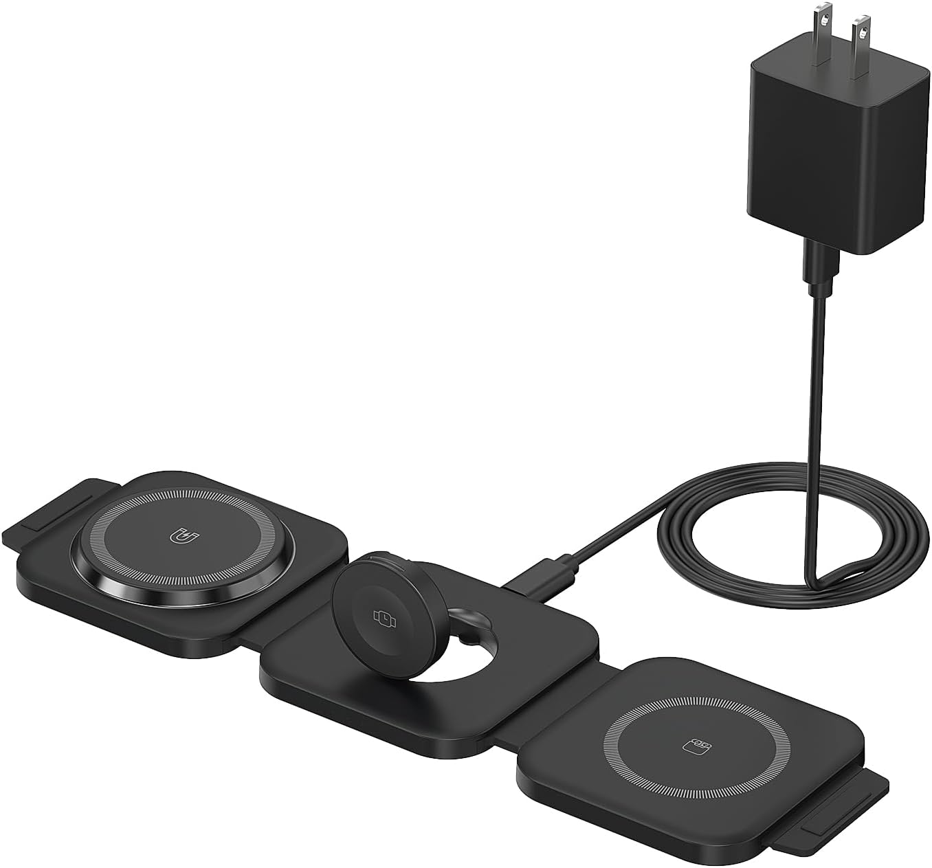 Wireless Charging Station for Apple Multiple Devices – 3 in 1 Foldable Magnetic Wireless Charger – Travel Charging Pad for iPhone 16 15 14 13 12 Pro Max Plus Watch & AirPods (Black) Wireless Charging Station for Apple Multiple Devices – 3 in 1 Foldable Magnetic Wireless Charger – Travel Charging Pad for iPhone 16 15 14 13 12 Pro Max Plus Watch & AirPods (Black)