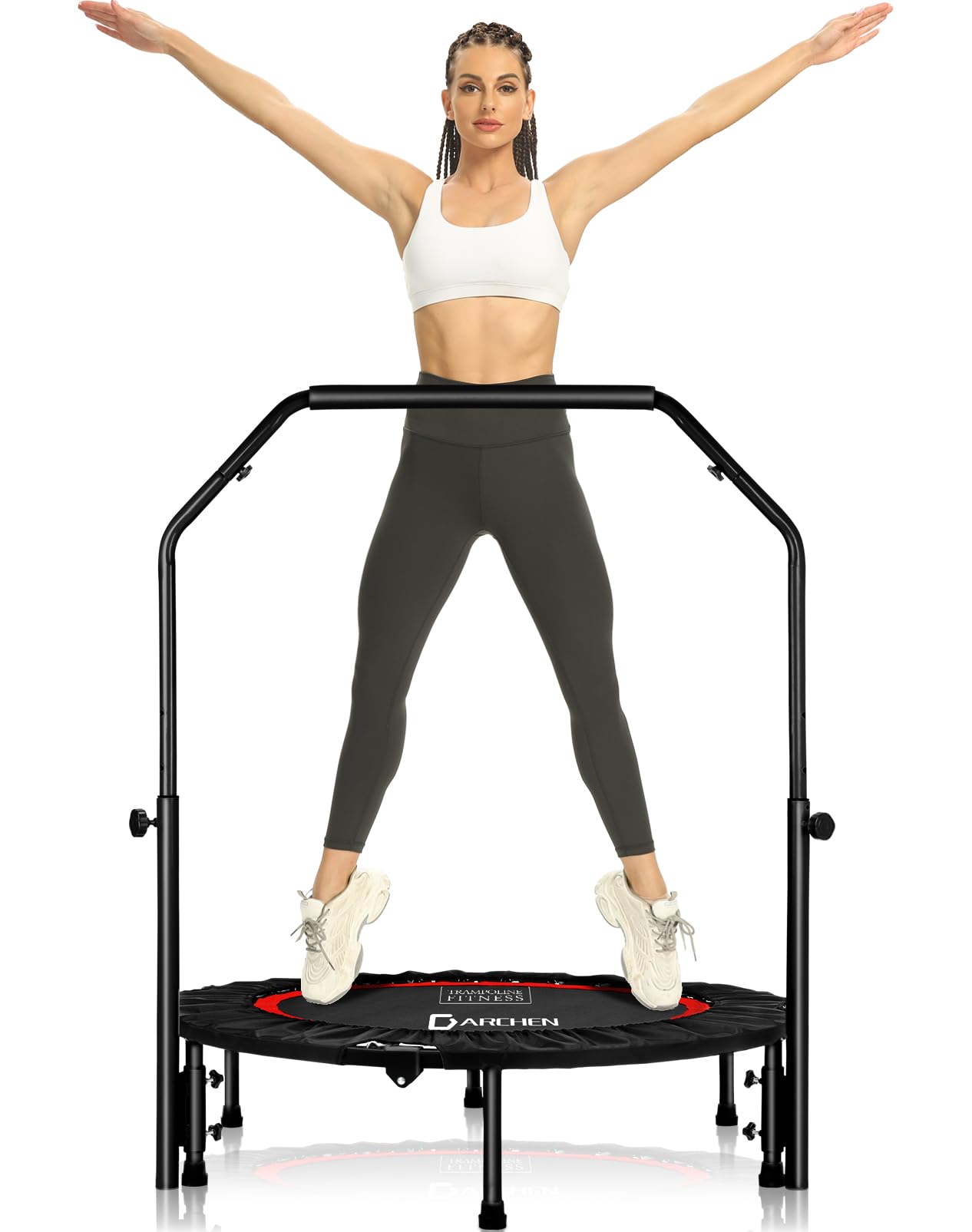 DARCHENMini Trampoline for Adults, Indoor Small Rebounder for Exercise Workout, Upgrade Design Springs for Safer Quieter Bounce [100 CM]