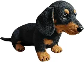 Baoblaze Simulação de cachorro dachshund, bicho de pelúcia, ornamento fotográfico, acessório para carro, sofá, quarto, presente de aniversário, decoração de, Preto