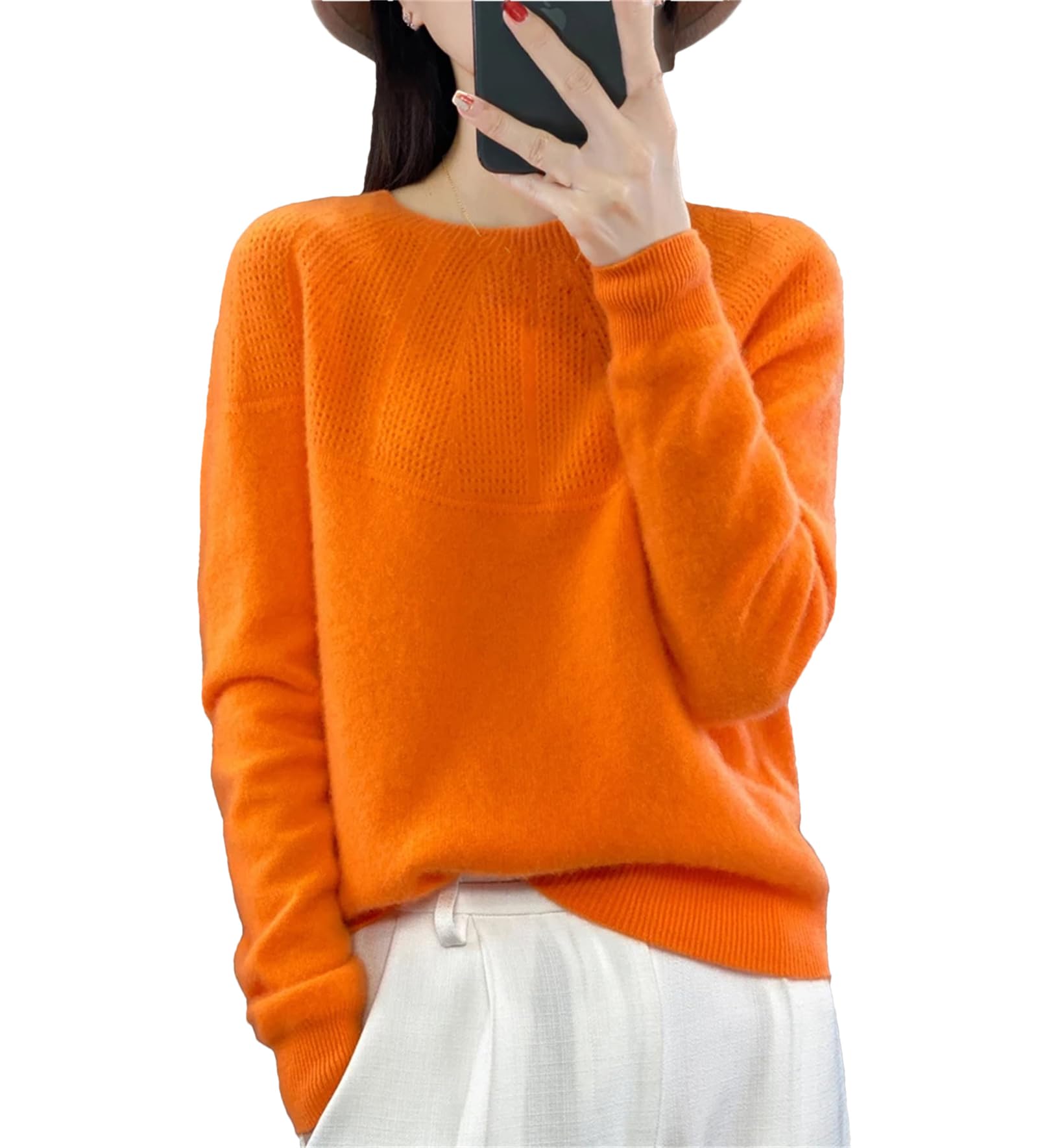 Amazon.co.jp: レディース ウール セーター クルーネック プルオーバー