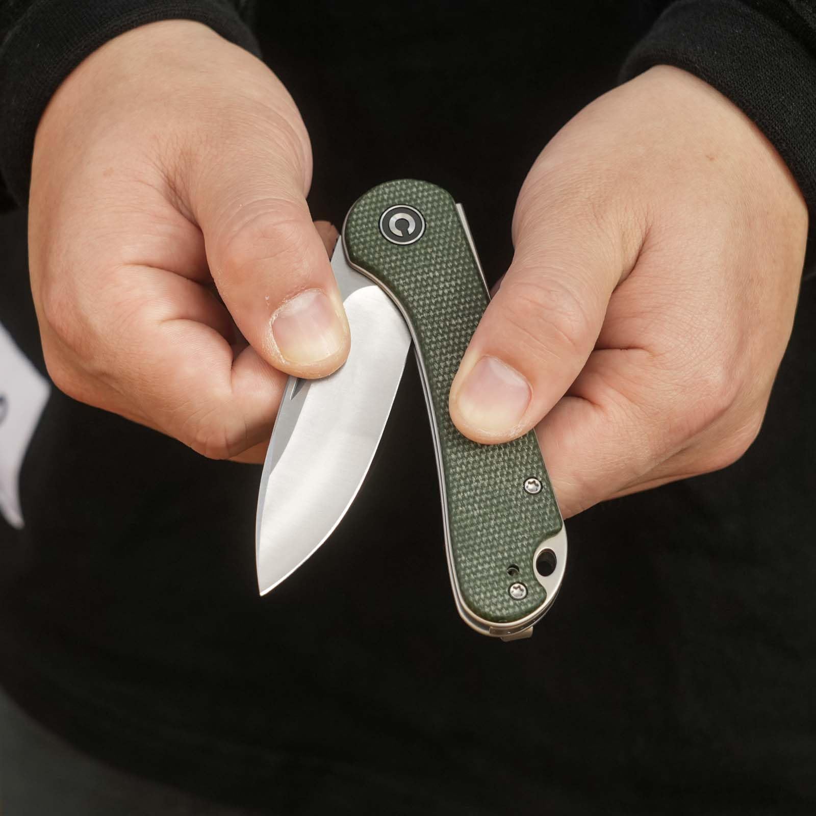 CIVIVI Elementum Slip Joint Taschenmesser Klappmesser 7,52 CM 14C28N Klinge Canvas-Micarta-Griff, Outdoor EDC-Messer C18062AJ-2 (Grün)