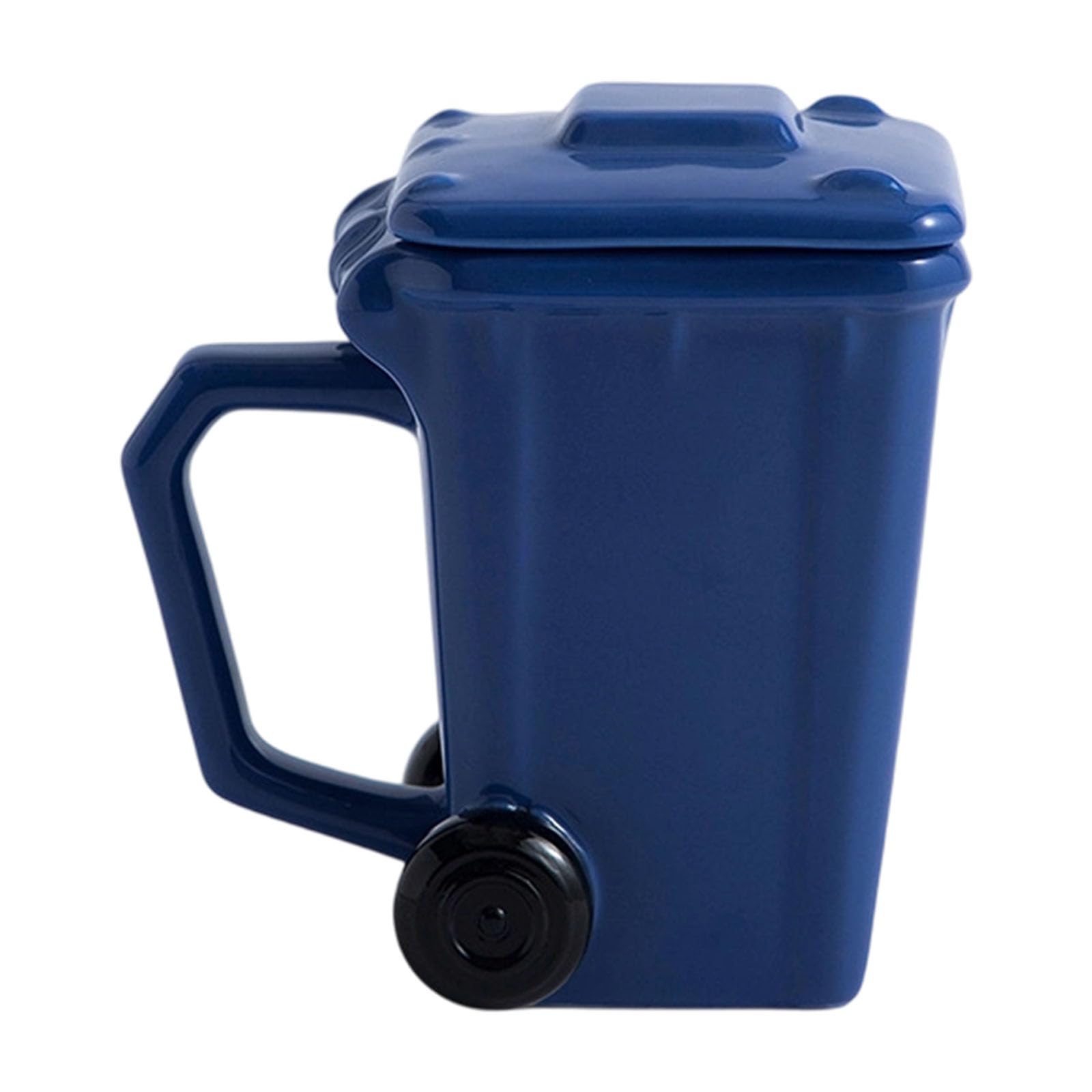 Jazuaiao Blue Unique Trash Bin Shape Coffee Cup 400Ml Sturdy Ceramic Mugs Easy Cleaning Home Use Garbage Can Shape Mugs Creative Garbage Bin Coffee Cup