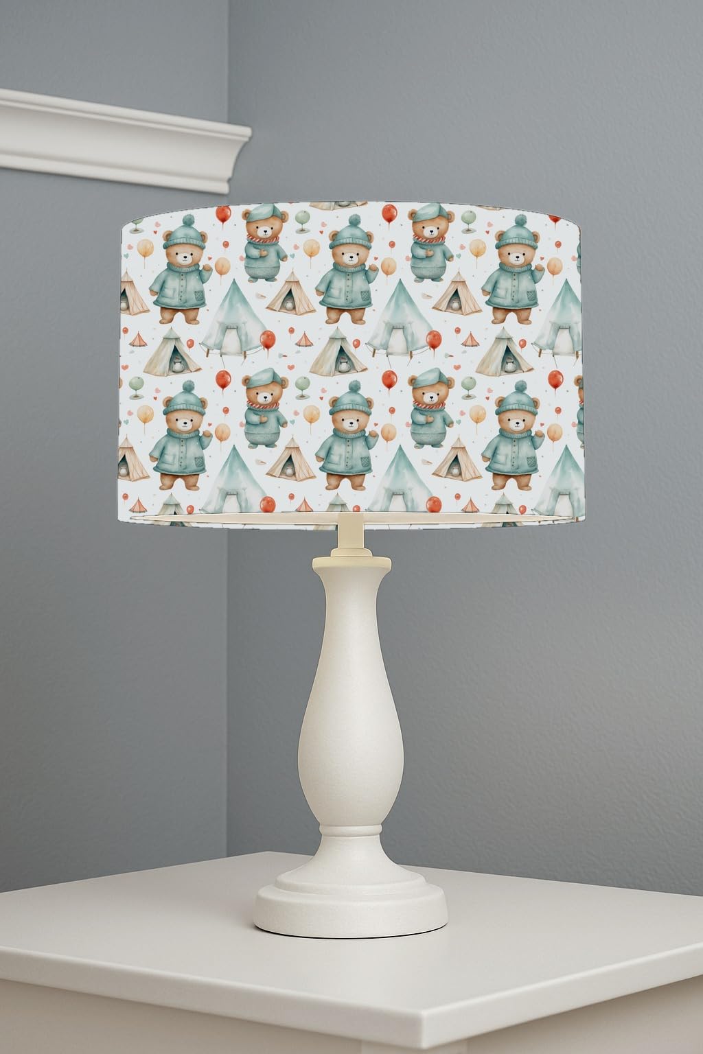 Cozy Camping Bears lightshade – 30 x 21cm Table Drum Shade | E33BB8