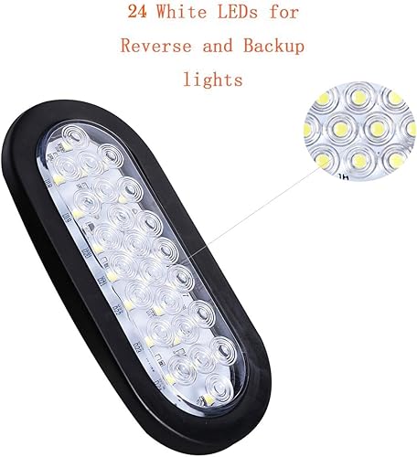 Miniatura 2 de NPAUTO 4 luces LED ovaladas de 6 pulgadas, 24 luces LED blancas de respaldo reverso, impermeable, parada de remolque, luz trasera para caravanas y
