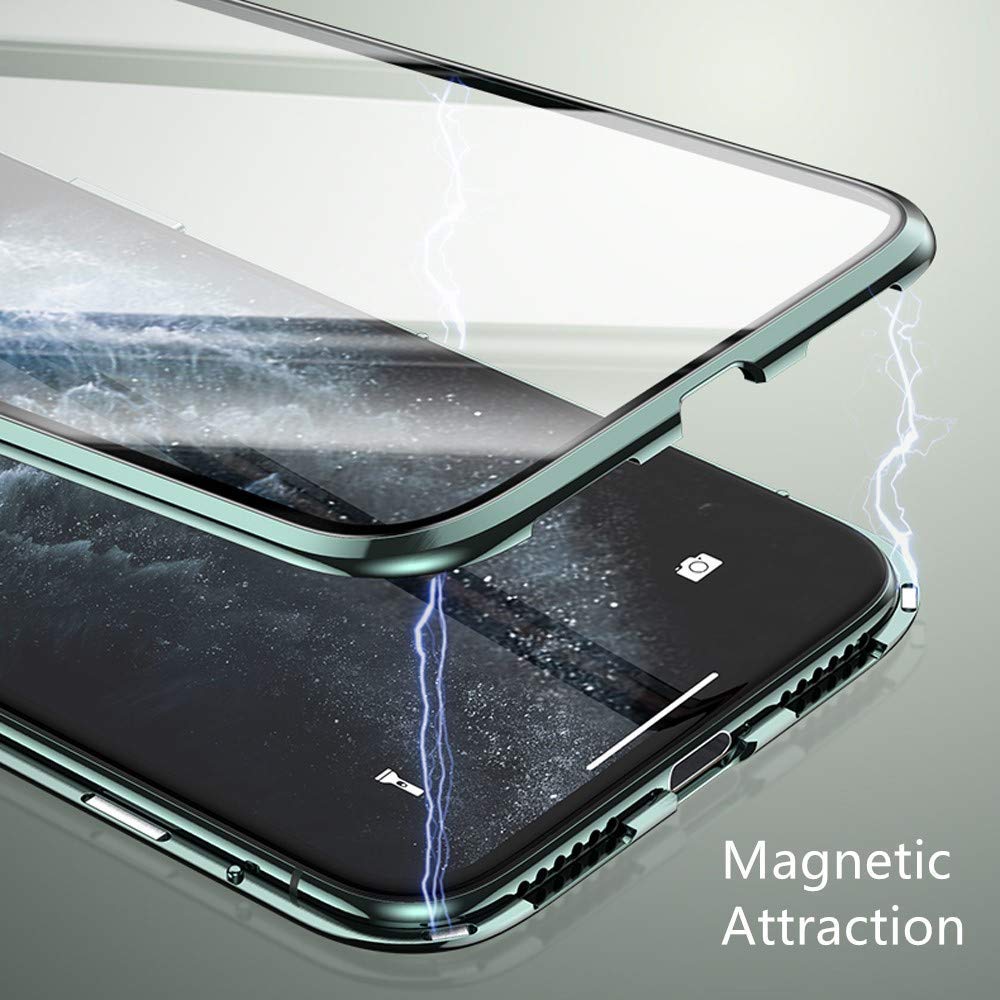 Custodia SIMao Per IPhone 12 Mini | Protezione 360° Con Vetro Temperato E Bordo Metallico | Magnetica Trasparente | Nero - 4