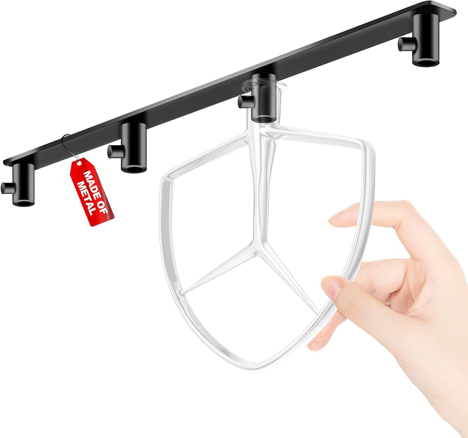 100% Metal Stand Mixer Attachment Holder – Premium Heavy-Duty Organizer with 4 Hooks, for Storage and Organizing Your 4.5qt, 5qt Kitchen Aid Attachments