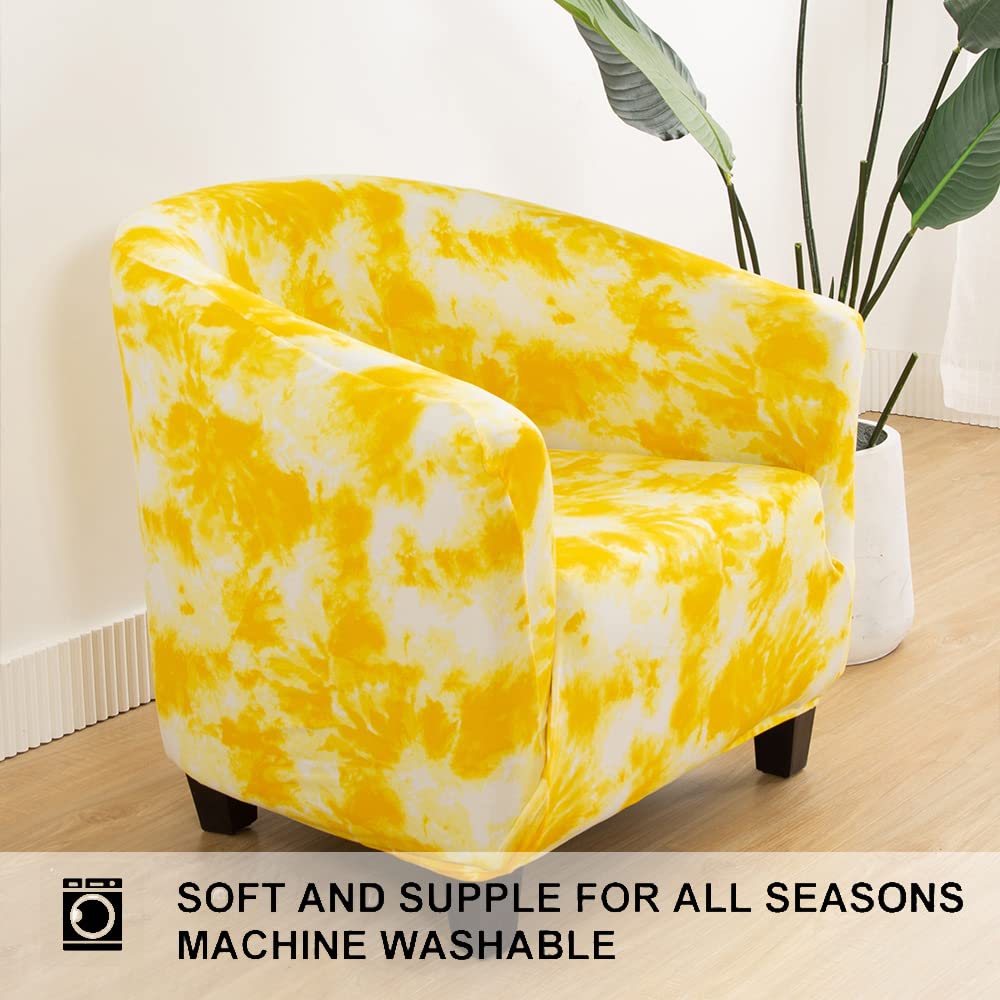Highdi Copripoltrona Elasticizzato Stampa Geometrica, Chesterfield 1 Posto, Poltrona de Club Copridivano Universale Lavabile Rimovibile per Bar Soggiorno Camera da Letto (Giallo