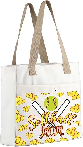 Miniatura 8 de MBMSO Bolsa de softbol para mamá, regalos de equipo de sóftbol para amantes del sóftbol, bolsa de playa, regalos de softbol, bolsa de mano para mamá