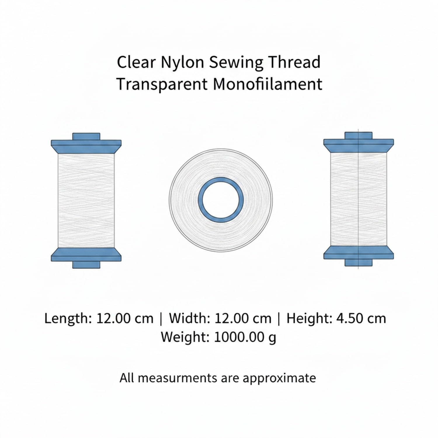 Hilo de coser de poliamida, monofilamento transparente de 0,1 mm para dobladillo invisible y reparaciones de manualidades, carrete de 5000 m, perfecto para proyectos de costura y manualidades
