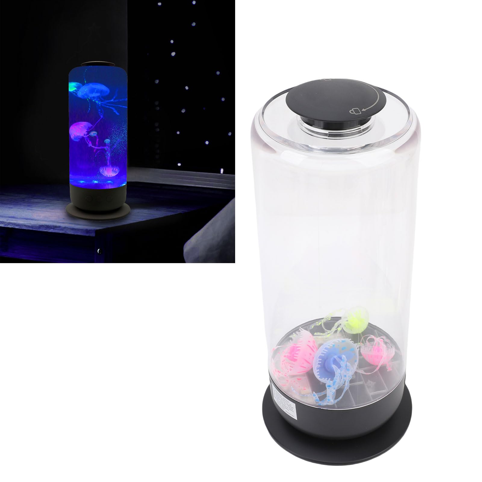 Cryfokt Nowoczesna Lampa LED z 3 Prędkościami Przepływu Wody, Lampka Nocna Poprawiająca Nastrój do Wystroju Domu (BLACK)