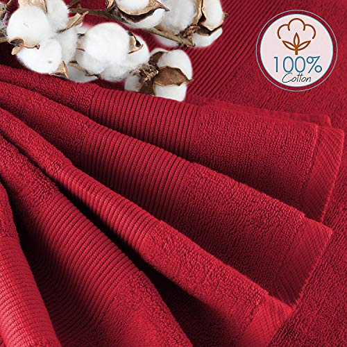 Image of Hearth & Harbor Bath Towels for Bathroom - 100% Ring Spun Cotton Luxury Bathroom Towels - Ultra Soft & Highly Absorbent, Bath Towels Set of 10 - Burgundy Red