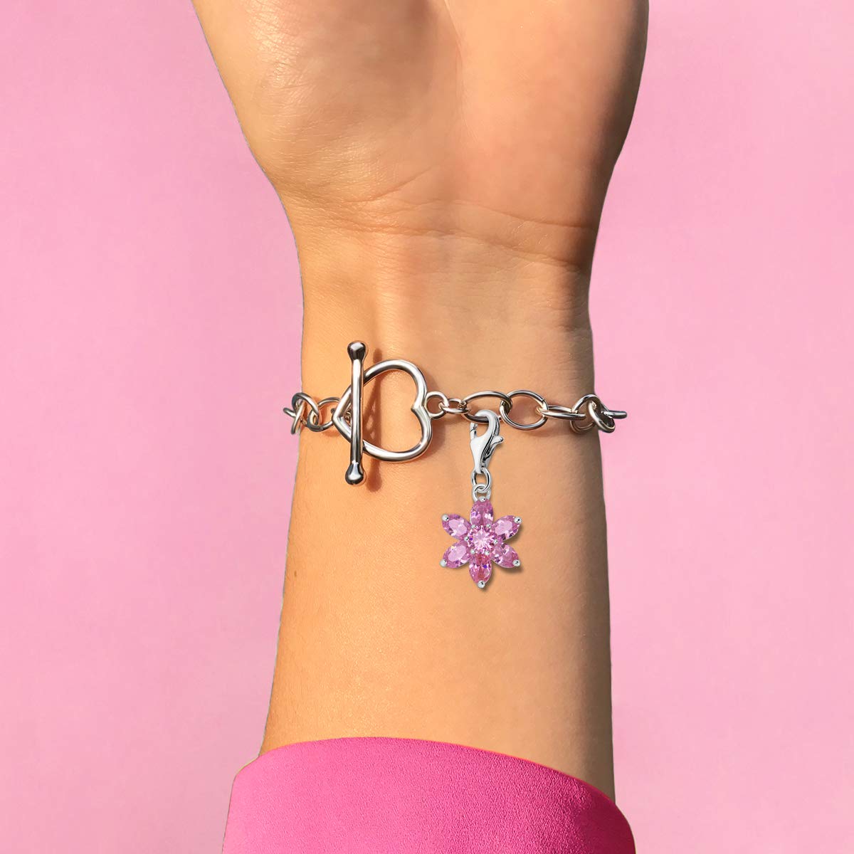 Quiges Charm Cierre Argent 925 Flores Cristal Piedras Nacimiento Pulseras