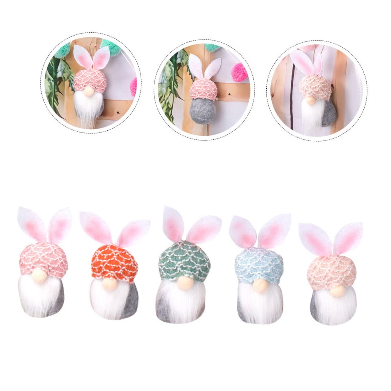 Zerodeko 4 Sätze Osterdekorationen wichtelpuppe Cute Decor Party Decoration osterstreudeko hausdeko Gefälschte Pflanzen künstliche Pflanzen Tassen Osterzwergpuppe Osterparty-Puppe Polyester