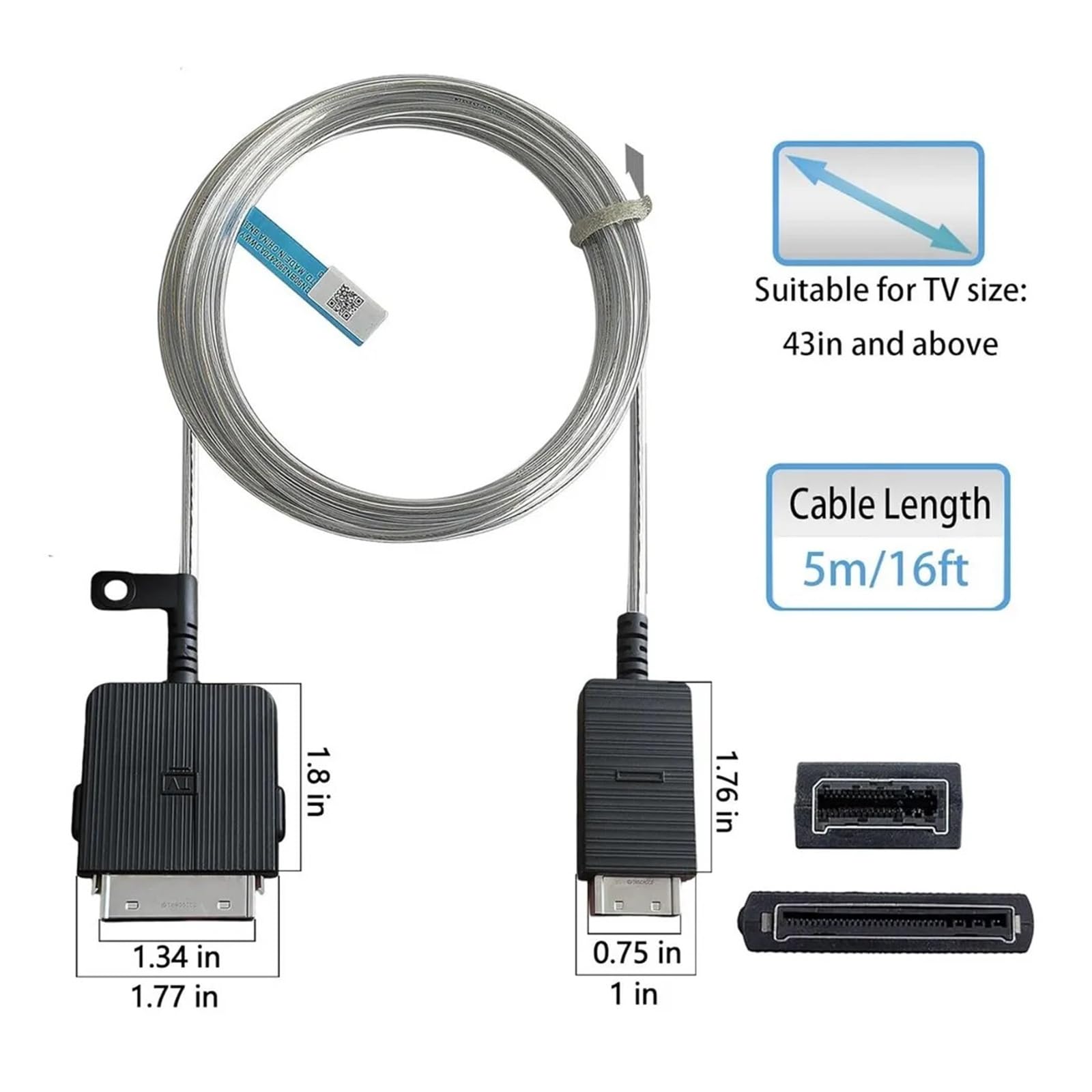 Cavo One Connect Da 5 M/16,4 Piedi BN39-02470A BN3902470A, Compatibile Con Samsung, Serie 2019 Q90R Q85R Q80R QLED 4K Smart TV Cavo TV Ricambi