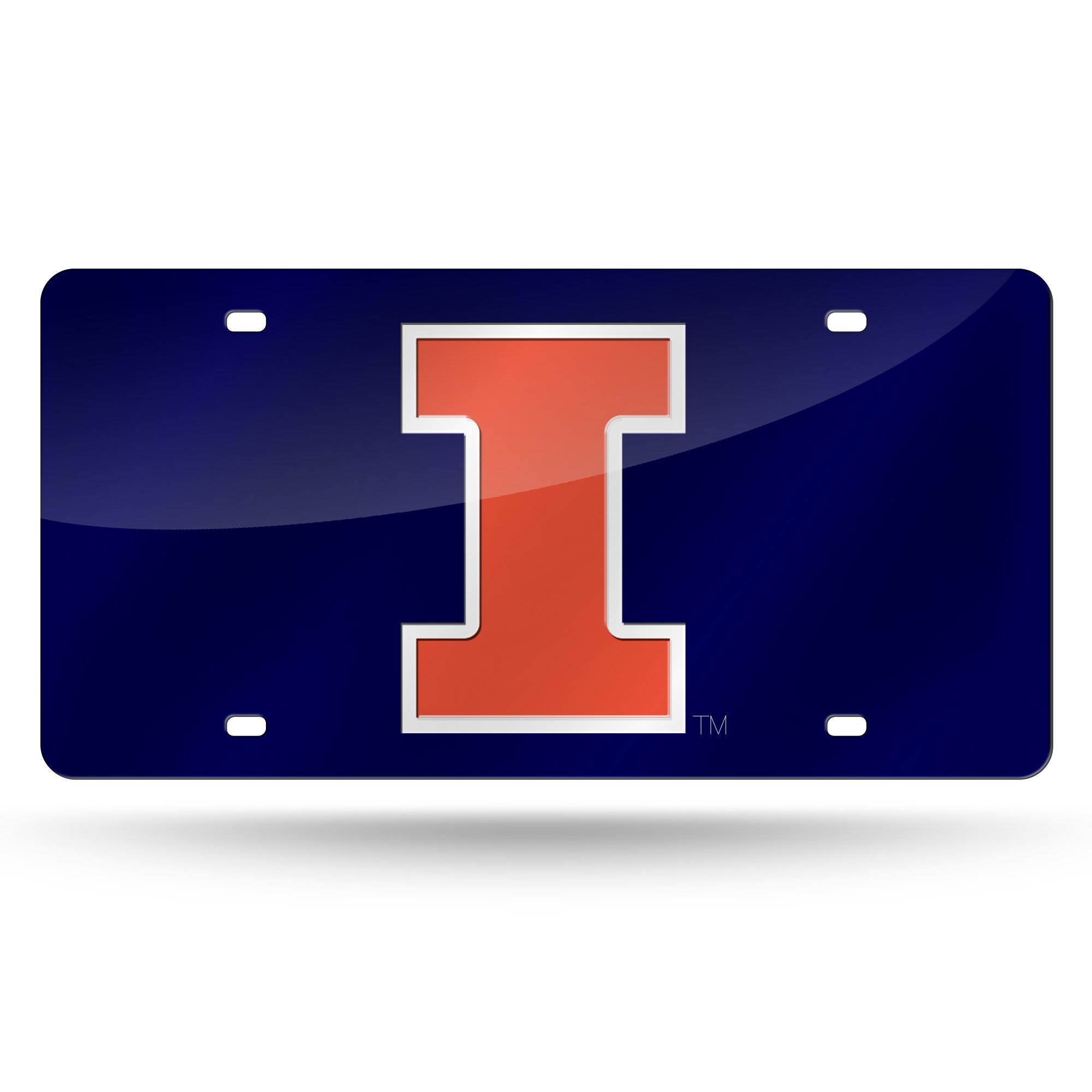 Rico Industries NCAA Illinois Fighting Illini Laser Inlaid Metal License Plate Tag, 6 x 12-inches
