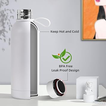 Sublimation Blanks, 8 Pack 17 oz Tumblers Double-wall Insulated Stainless Steel Water Bottle Sublimation with Silicone Ring Coffee Cups, Matte White