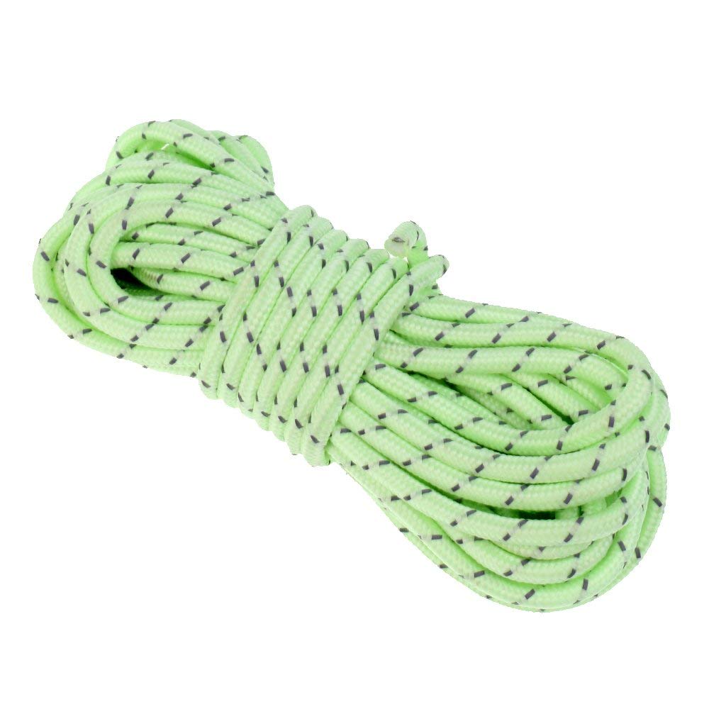 Inzopo Green 5Mm Glow In The Dark Reflective Guyline Tent Rope Camping Guy Line Cord Parocord String