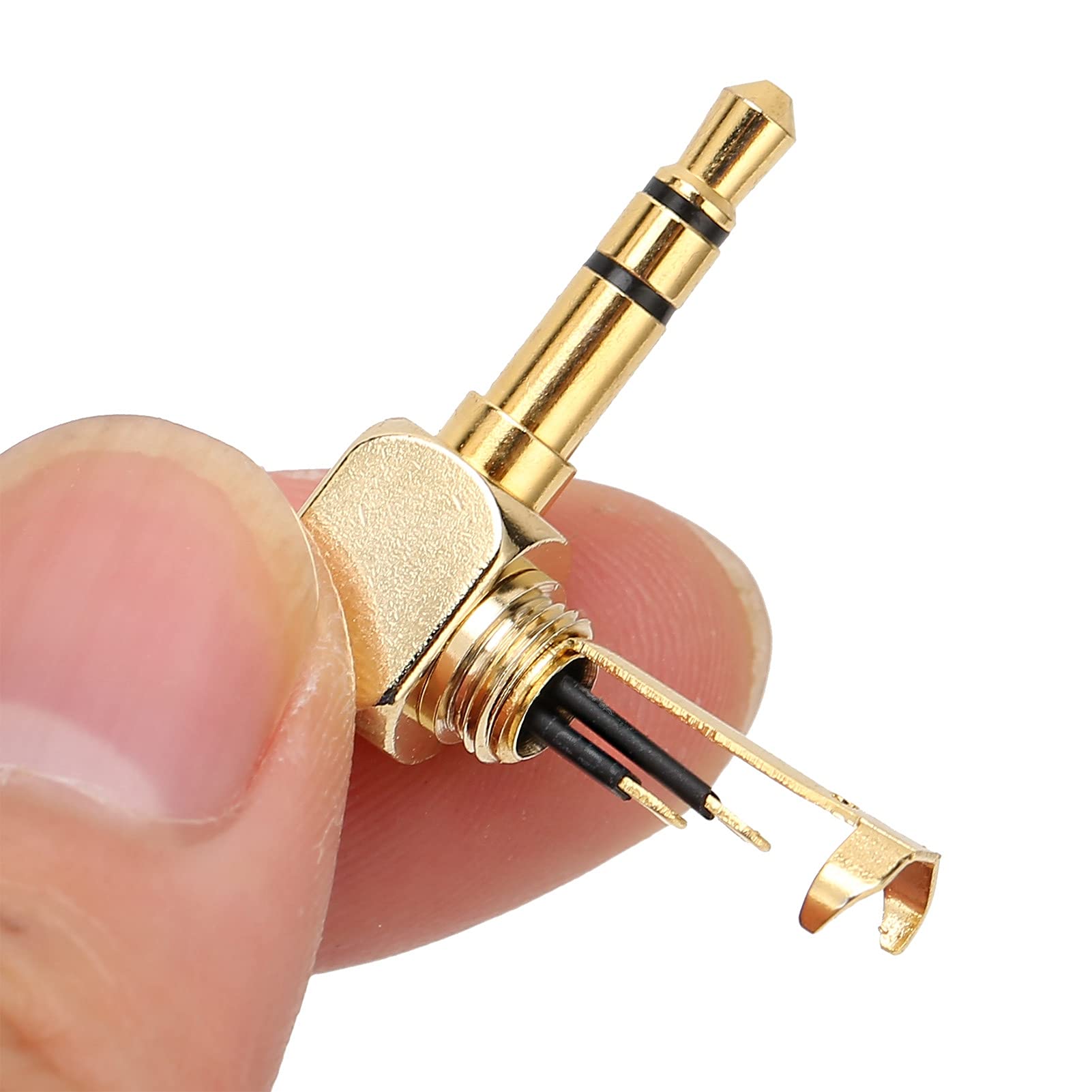 20 Piezas Adaptador de Audio de 3,5 mm de 3 Secciones Adaptador de Audio Dorado de 90 Grados en Forma de L Enchufe para Auriculares DIY
