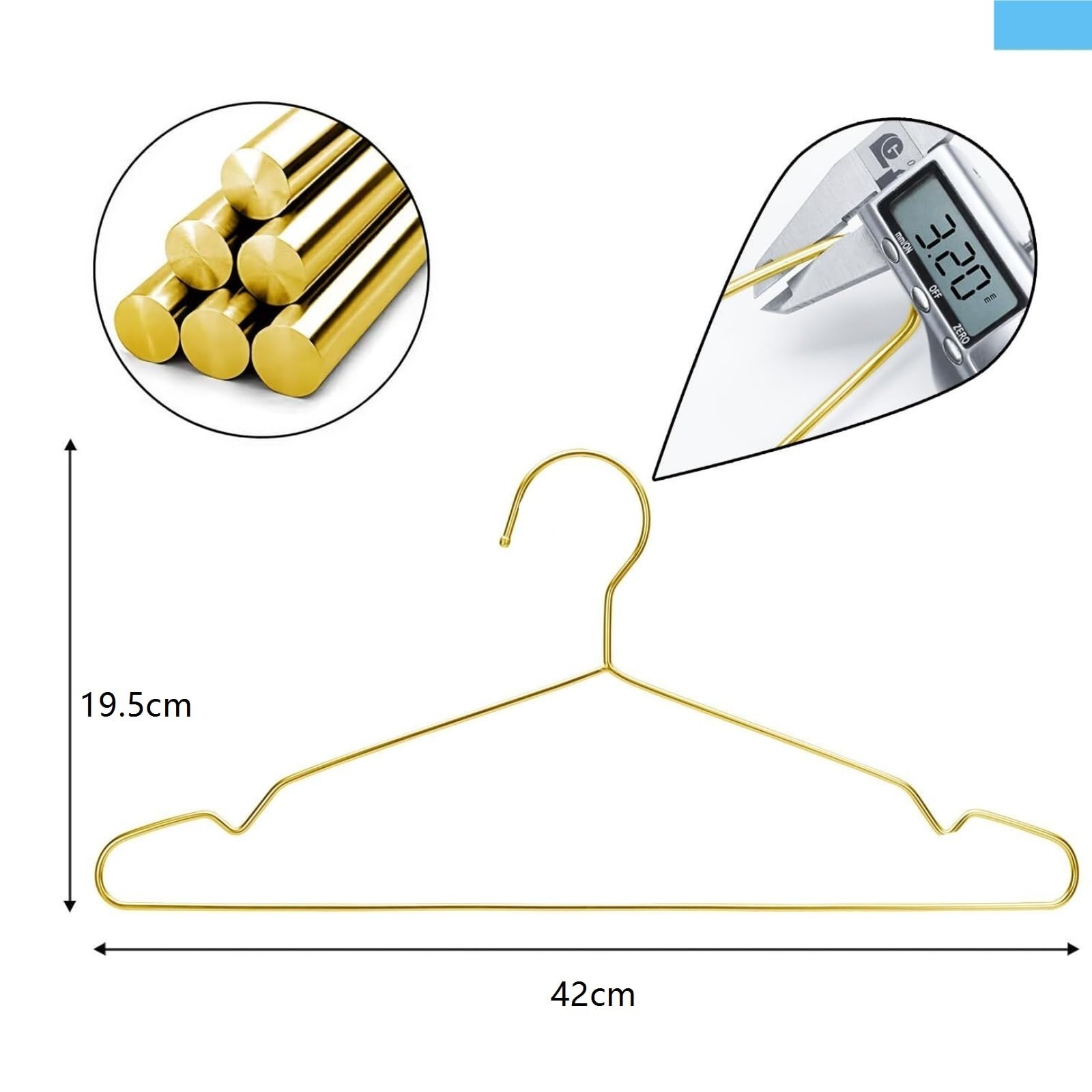 Casa Appendiabiti Con Scanalature Antiscivolo Ultra Sottile For Risparmiare Spazio Essenziali per l'armadio(Gold)