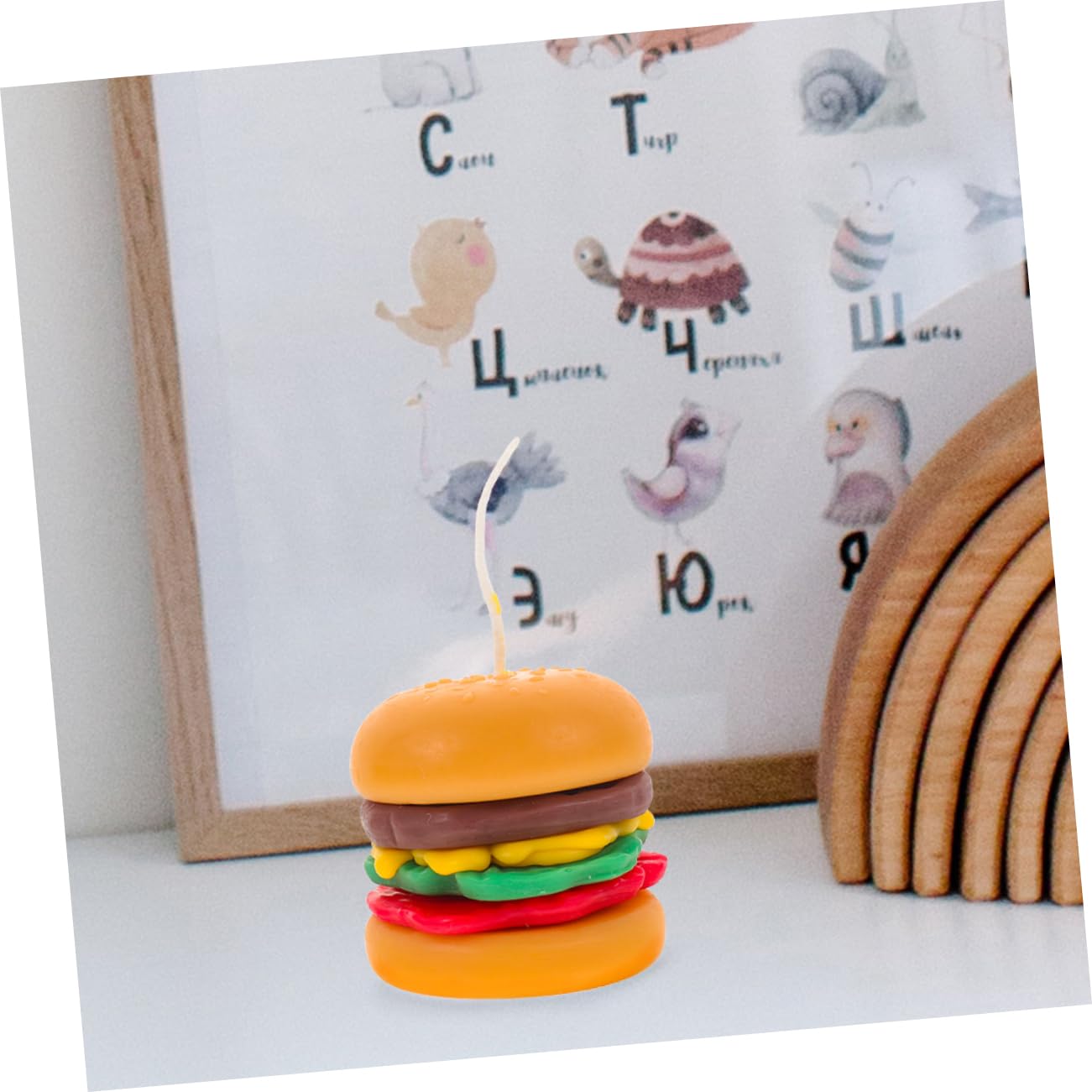 Kleiner Burger Duftkerze 2 Stück aus Wachs, Orange, Dekorativ