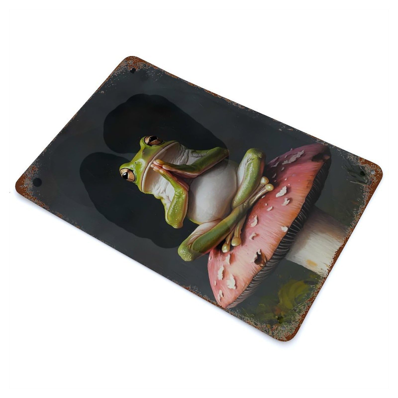 Frog in Meditation 11.8"x7.9" Retro Metal Sign, Industrial Home Decor for Basement, Hobby Room And Garage Decor