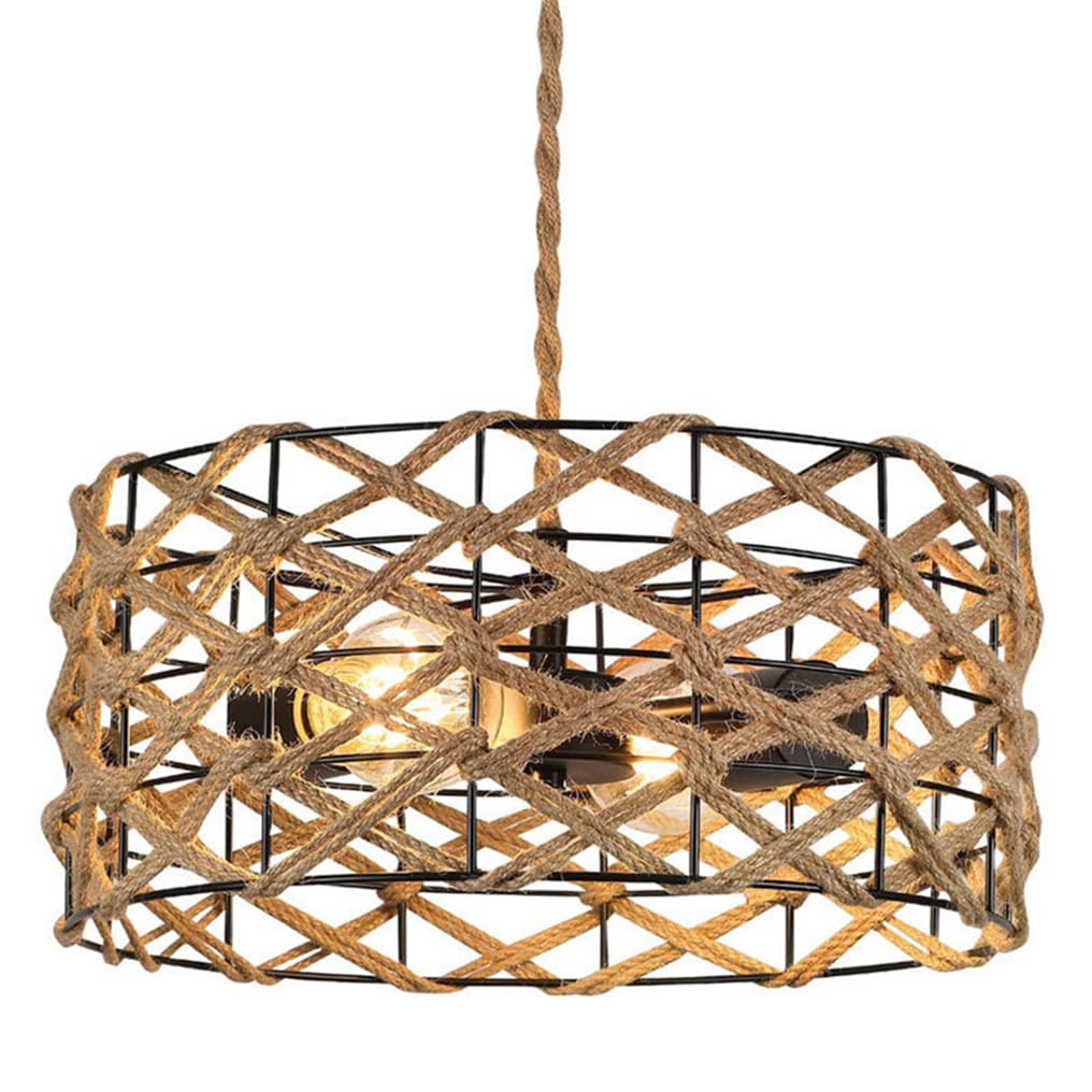 Suspension corde de chanvre tressée main luminaire réglable E27