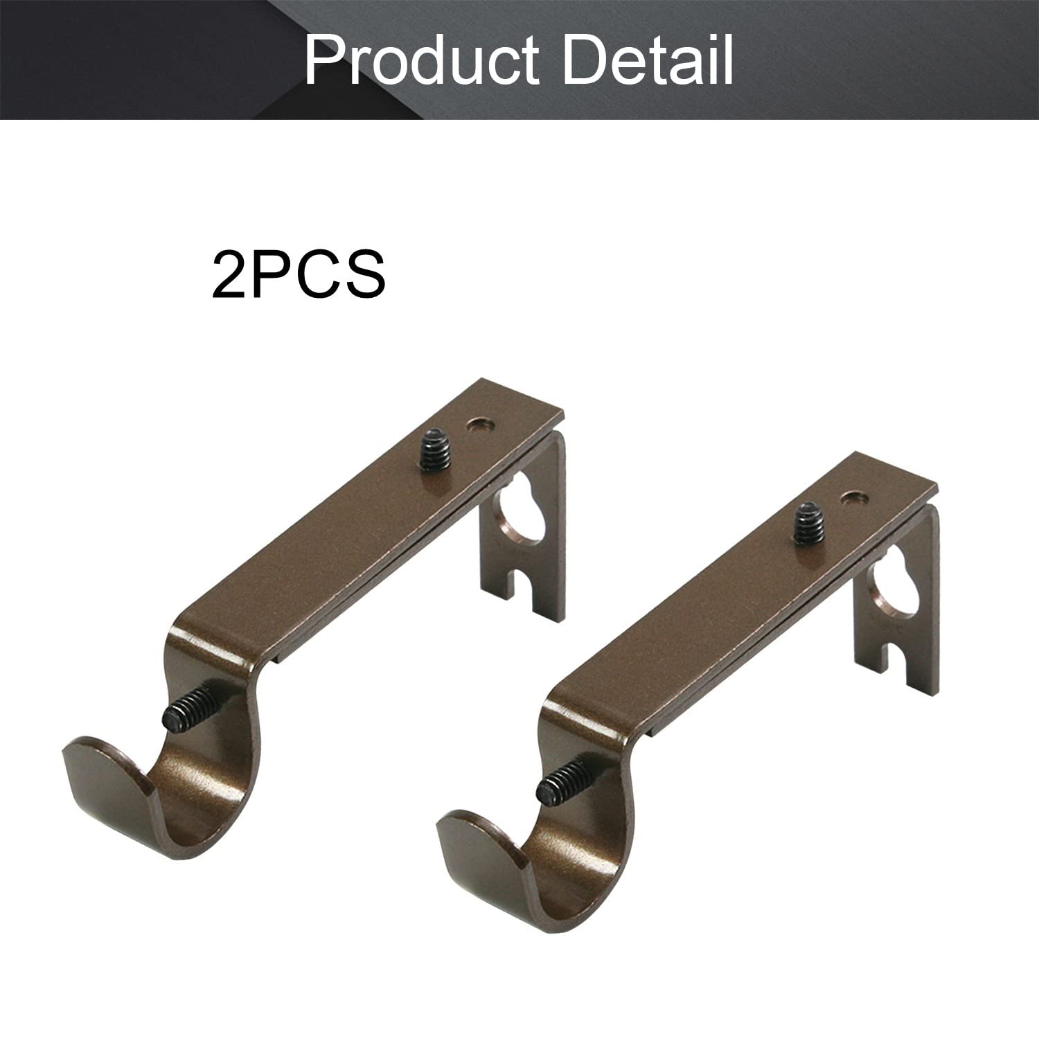 Lot de 2 supports de tringle à rideaux en fer marron réglables pour tringles de 16 à 19 mm, supports de 100 x 40 x 16 mm pour décoration d'intérieur