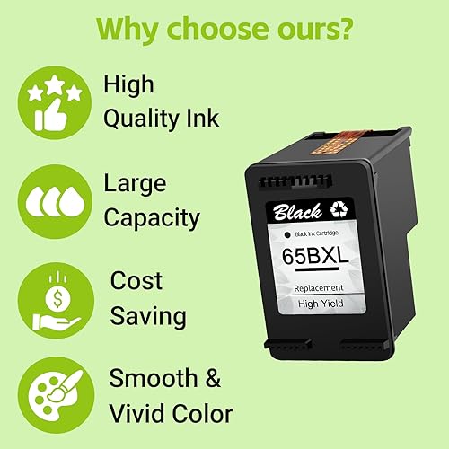 Miniatura 4 de greencycle 65XL - Cartucho de tinta negro de repuesto para HP 65 XL N9K04AN compatible con impresora Envy 5055 5052 5058 Deskjet 2655 2652 2622 3720