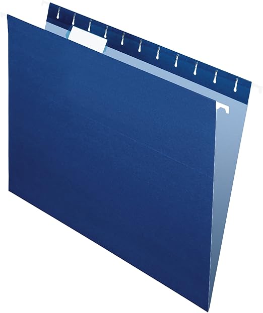 Office Depot 2-Tone Hanging File Folders, 1/5 Cut, 8 1/2in. x 11in., Letter Size, Navy, Box Of 25, OD81615