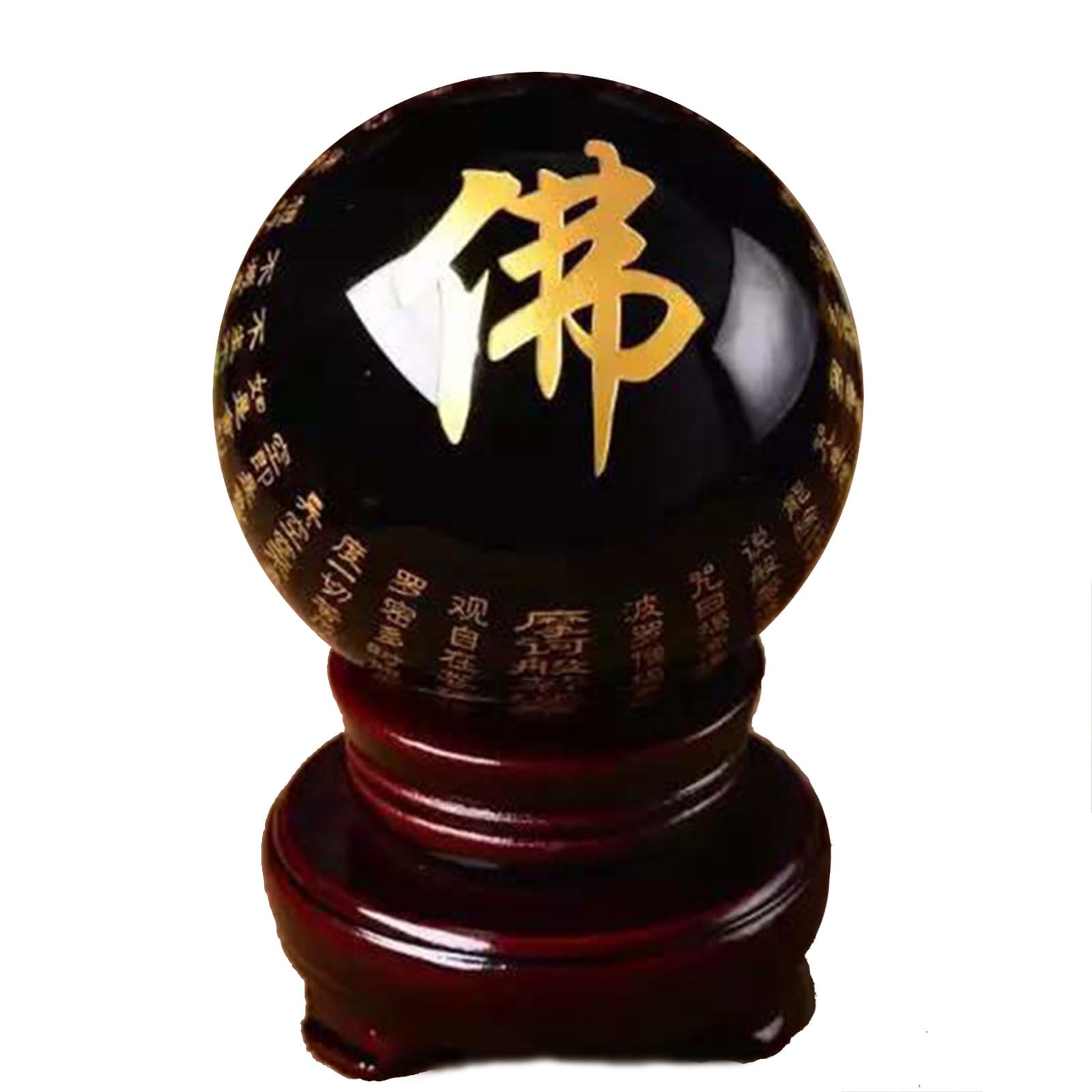 GPDNBIEU Fluorite Crystal Ball, Obsidian Crystal Ball with Stand, Polished Feng Shui Sphere Stone Ornament Home Office Decor(Diameter 12cm)
