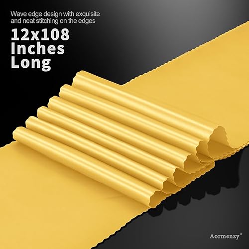 Miniatura 5 de 12 caminos de mesa de satén dorado de lujo de 12 x 108 pulgadas, caminos de mesa de boda sedosos, decoración de mesa elegante, caminos de mesa