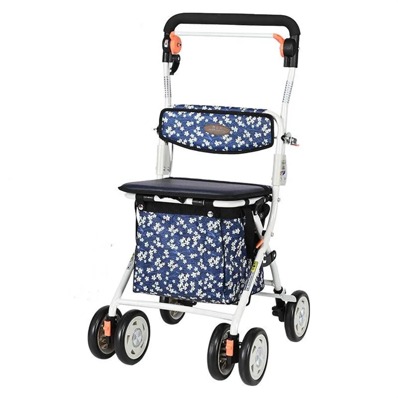 hulajnogi mobilne Chodziki dla seniorów, składany chodzik z siedziskiem, rolatorem wytrzymałego aluminium, pionowym do jazdy w każdym terenie(Blue)