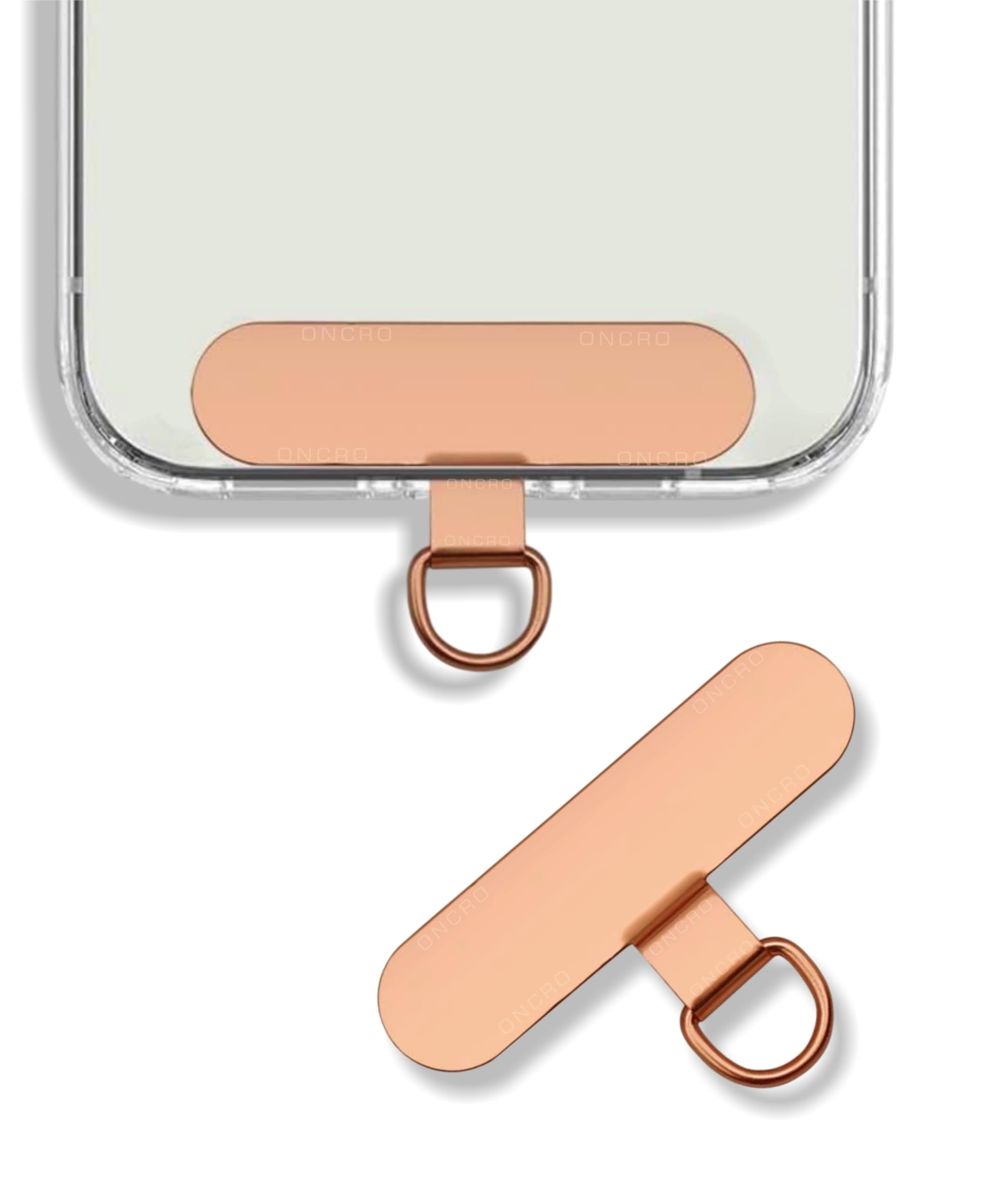 ONCRO® Rose Gold Color Stainless Steel Metal Mobile Lanyard Tether tab pad Patch Clip Universal Smartphone Phone Hanging Charm Buckle Ring Hook Cell Phone Case Anti-Drop Without Adhesive-image-6
