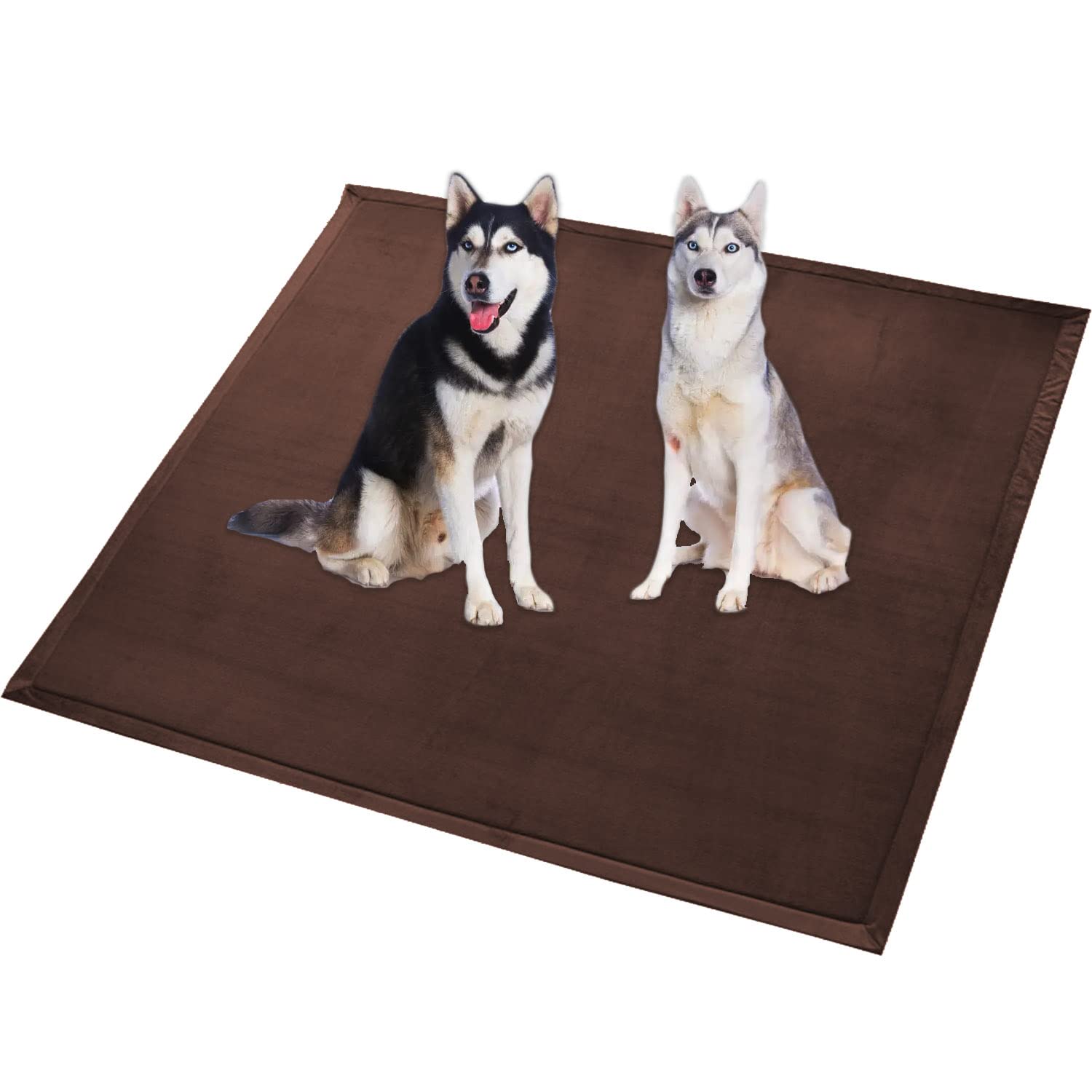 Extra Large Dog Bed Mat XXL Dog Matress,Soft Coral Velvet Area Rug Non-Slip Washable Cat Sleeping Mat Anti-Anxiety Dog Cushion (60 * 45CM,Brown)