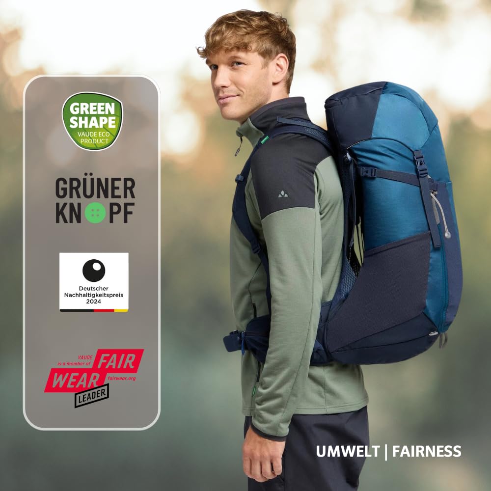 VAUDE Wanderrucksack für Damen & Herren 42 Liter, Aeroflex 3D Belüftung & ErgoShape-Schultergurte, Regenhülle & Frontzugriff - für Tagestouren