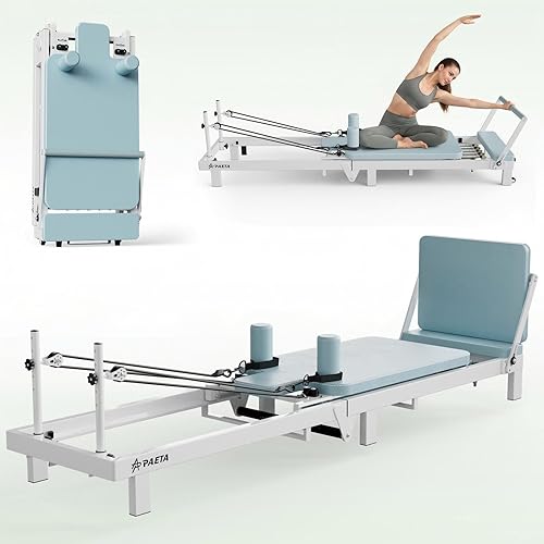 PAETA Pilates Reformer, 86" Foldable Reformer Pilates Machine for Home Use, with Dual Resistance- Springs and Cords, Pilates Equipment for Home Workouts with Jump Board, Up to 400 LBS