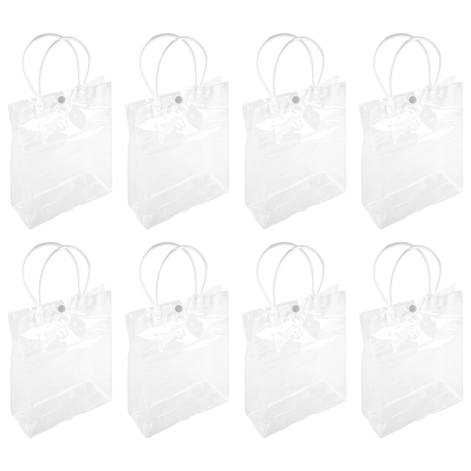Wellrun 8 pcs Clear PVC Gift Bags With Handles,23 x 17 x 6 cm Transparent Gift Bags,Reusable Tote Bag for Gifts,Parties,Weddings, Festivals,Bulk Gifts Wrap Bag