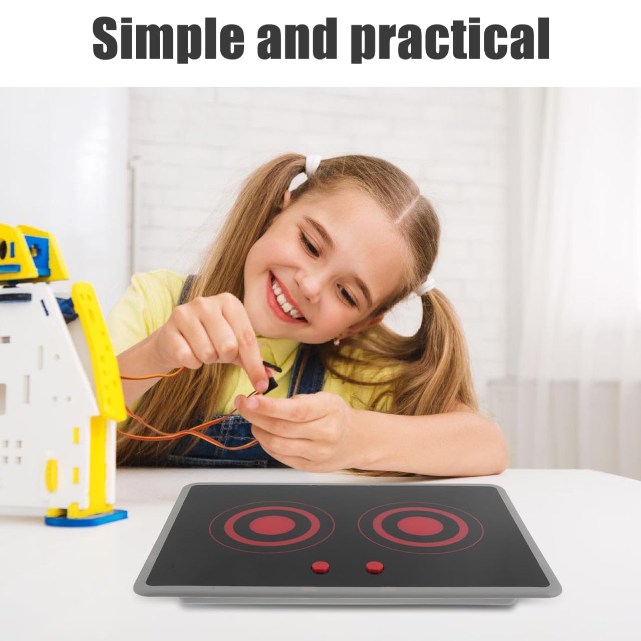 Placa de inducción para cocina de juguetes: dispositivo creativo con efectos de sonido y luz – Accesorios de cocina para jugar, 28,9 x 18,8 cm (sin batería)