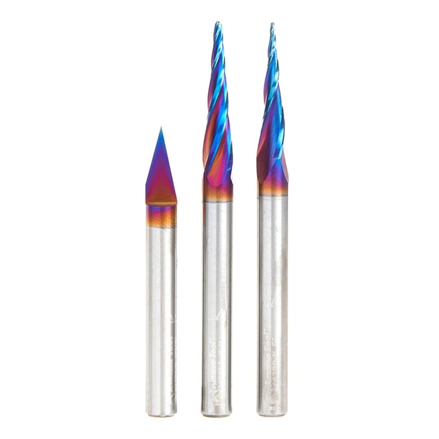 Amana Tool AMS-107-K CNC Ultimate Solid Carbide 2D/3D Carving/Engraving 3-Pc Pack Spektra Extreme Tool Life Coated