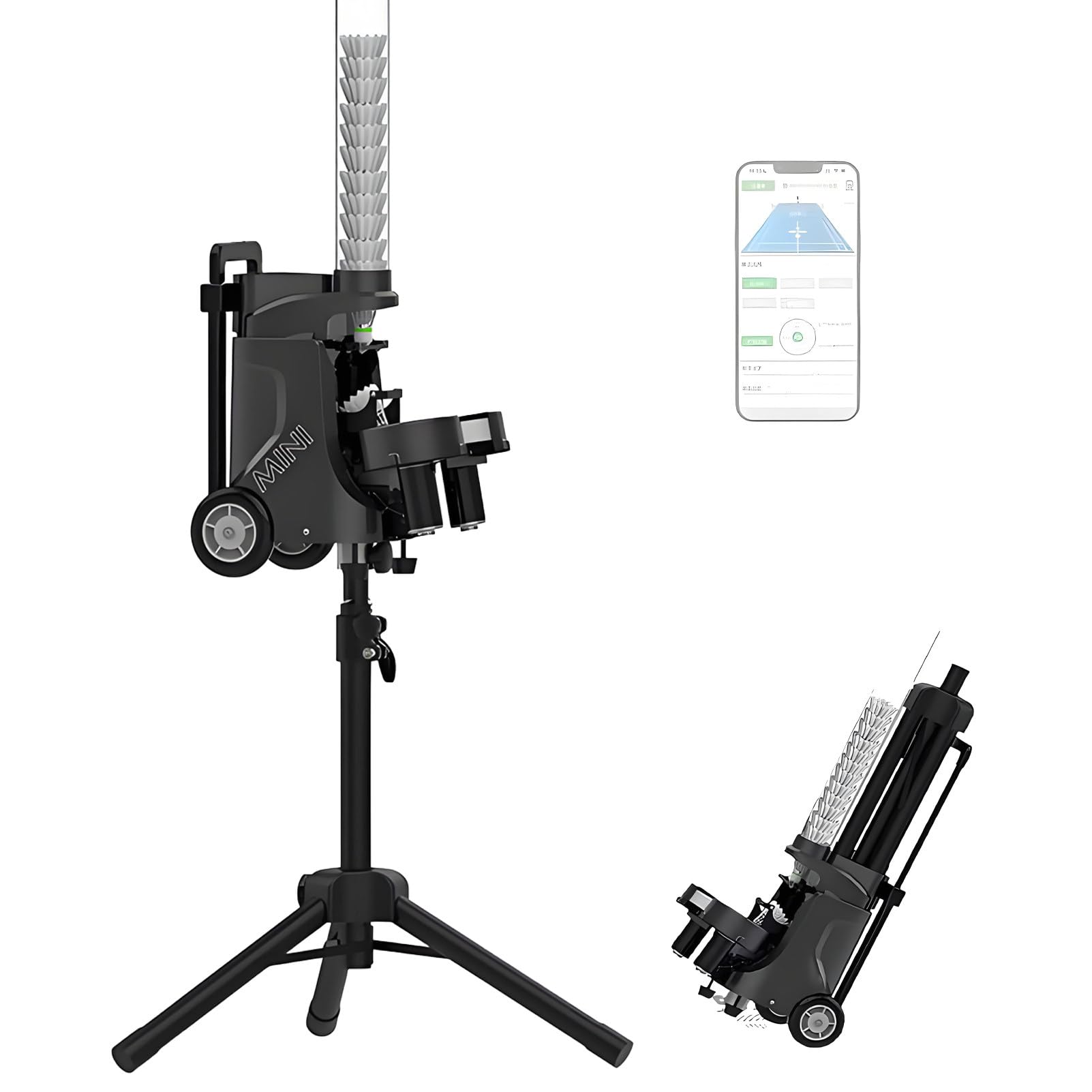 DNEPEI APP Controlled Badminton Serving Machine, Cordless Battery Powered Shuttlecock Feeder, Adjustable Height & Elevation, Smart Badminton Trainer for Solo Practice PB-MINI