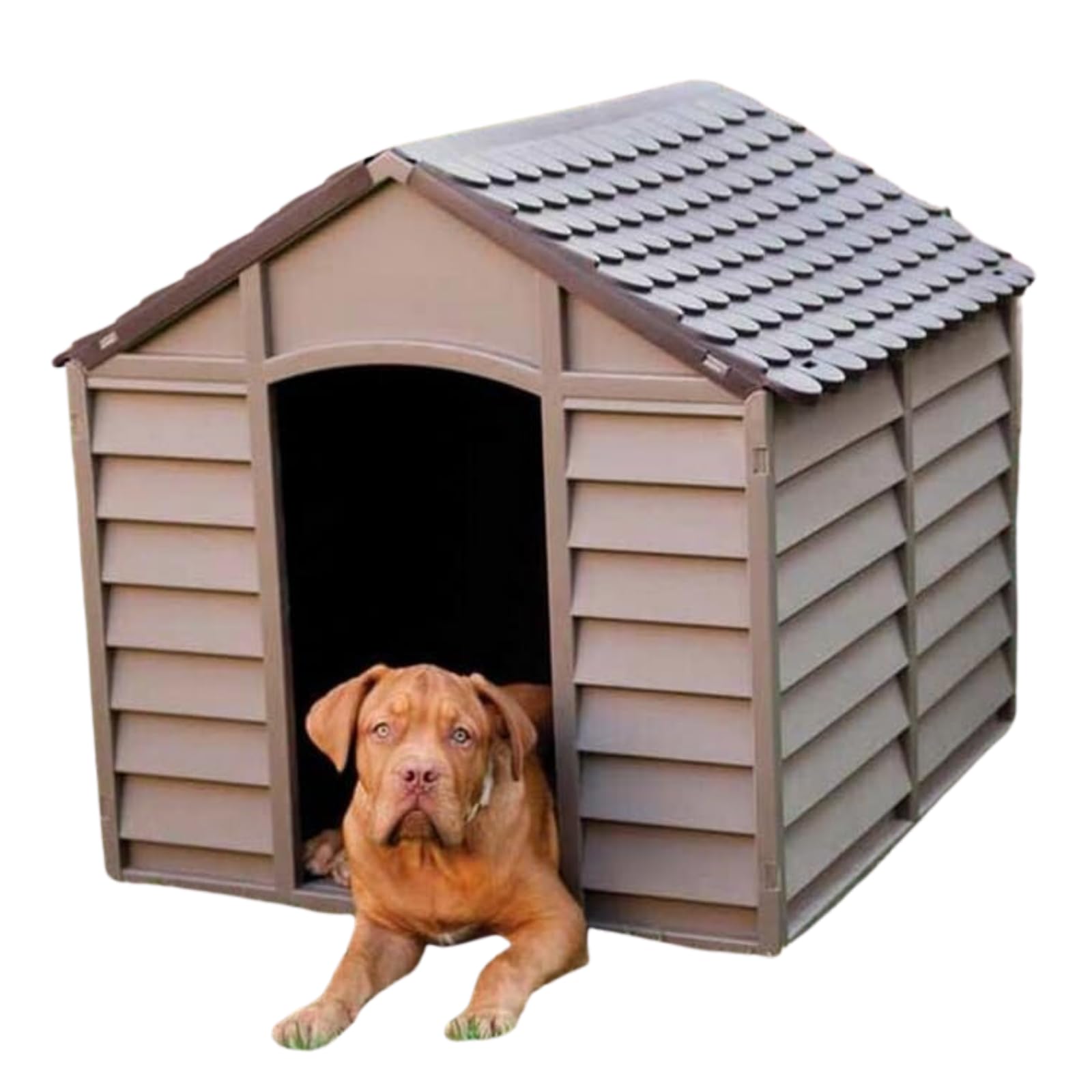 Cuccia per Cani Esterno 86x84,5x82 cm Marrone Casetta Rifugio Resistente in Resina Giardino Facile da Montare Ideali per Cane Taglia Media