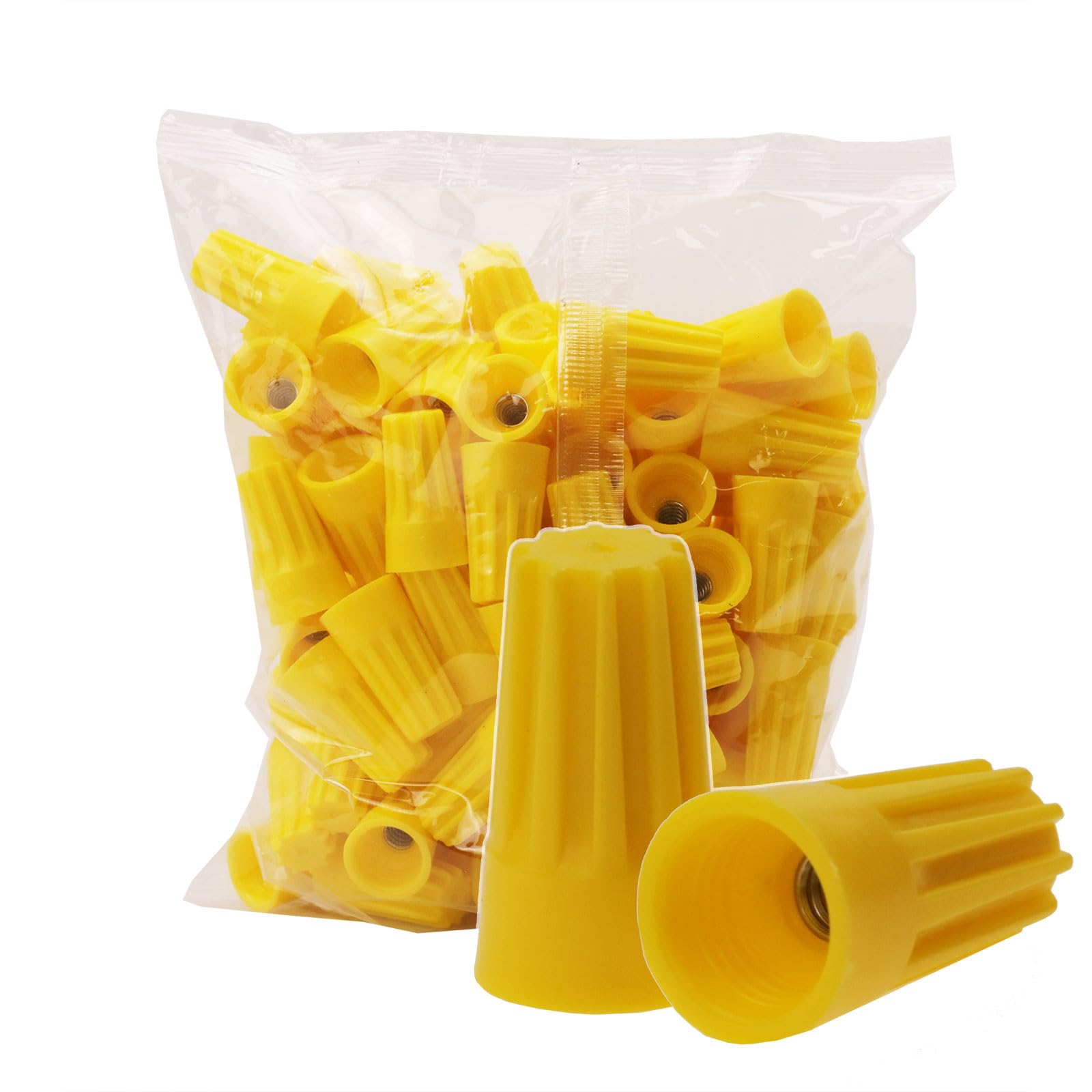 Fidioto 100pcs SP4 Yellow Electrical Wire Connectors Screw Terminals, 18-12 AWG Spring Insert Twist Nuts Caps Connection Assortment Set, Portable Wire Caps for Quick Connection