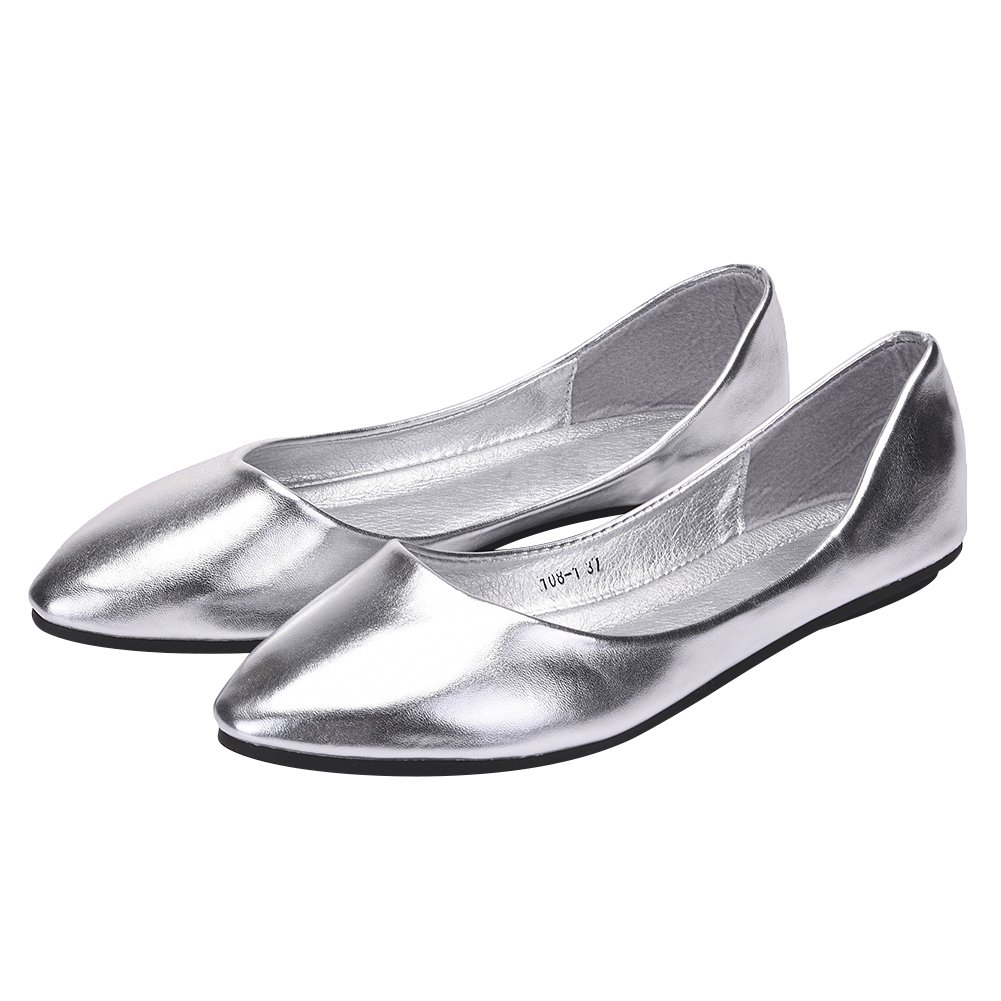 ANUFER Donna Ballerine Punta Pelle Microfibra Senza Allacciatura Piatto Vestito Pumps Scarpe