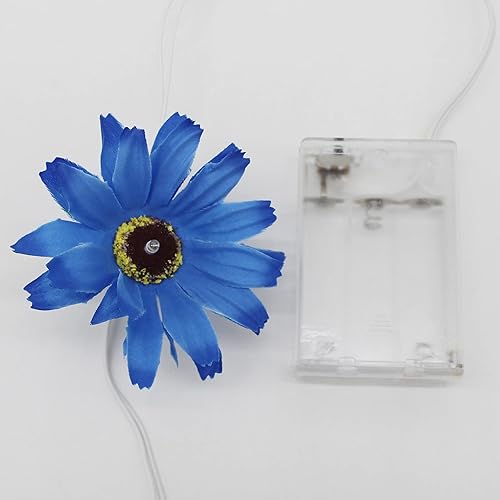 Miniatura 6 de CVHOMEDECO. Guirnalda de luces azules de seda artificial, funciona con pilas, luces estrelladas para decoración del hogar, boda, fiesta de