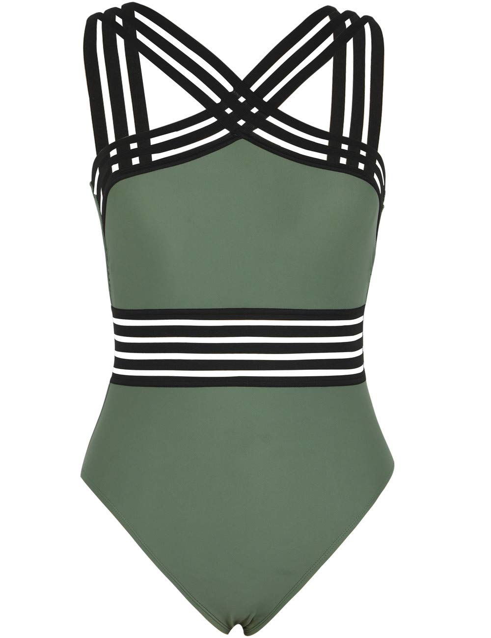 HilorWomen's One Piece Swimsuits Slimming High Waisted Bathing Suits Front Crossover Swimwear Monokinis