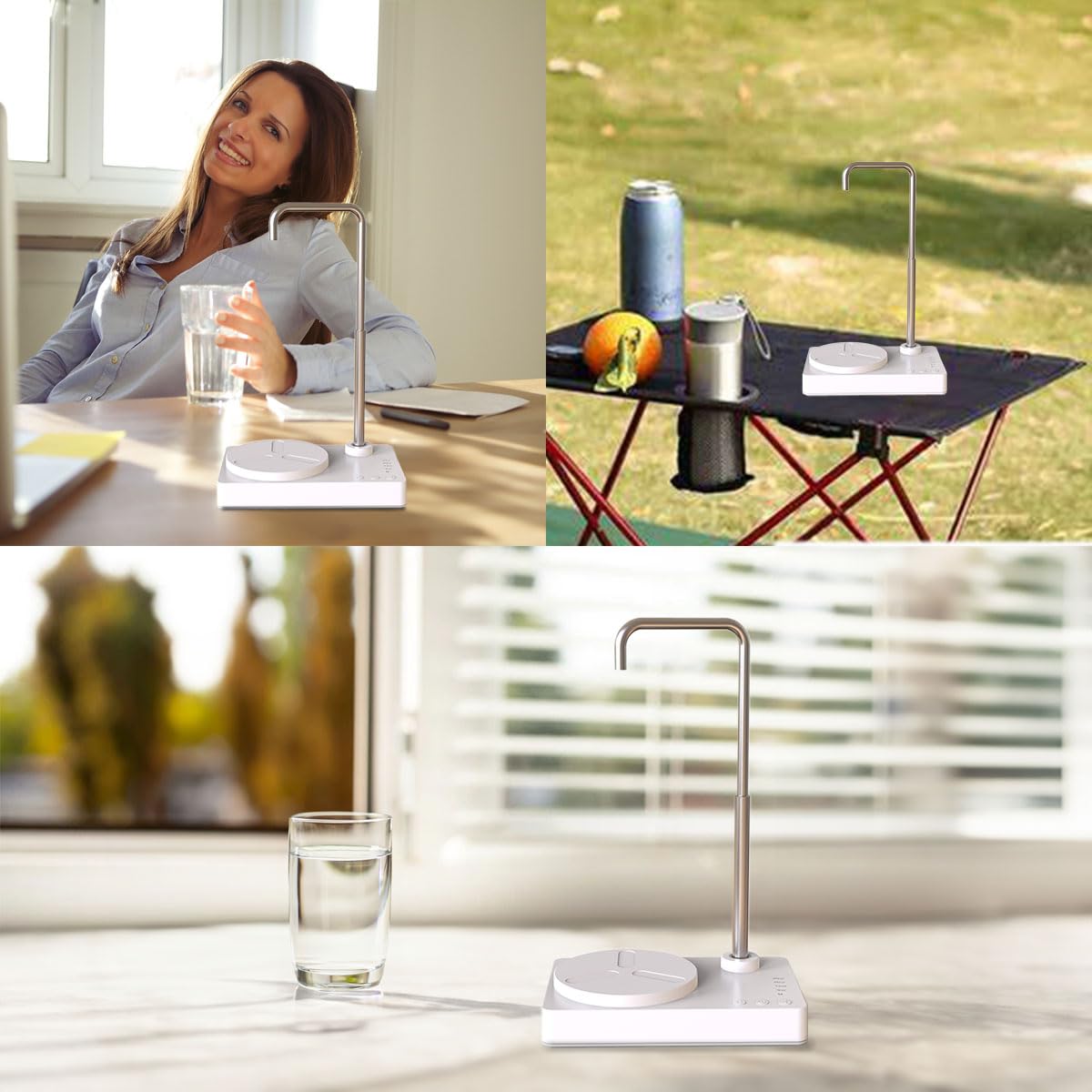 Dispensador de agua de escritorio, botella de agua inteligente de escritorio, bomba de agua automática para botella universal, dispensador de agua de carga USB, bomba de jarra para el hogar, oficina