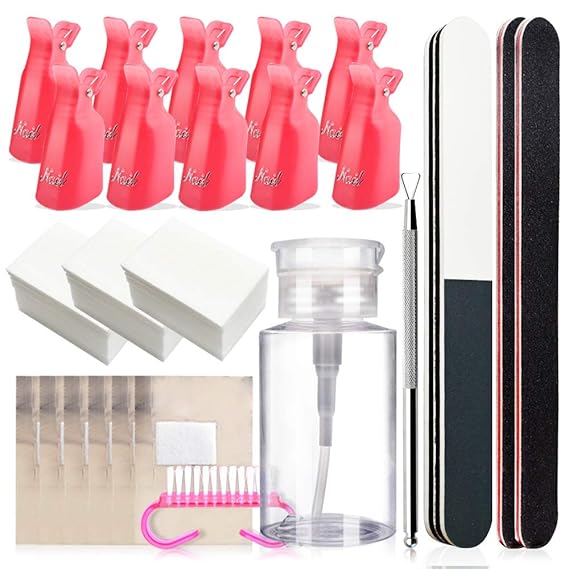 Amazon com Gel Nail Polish Remover Kit for Acrylic UV Gel Soak Off