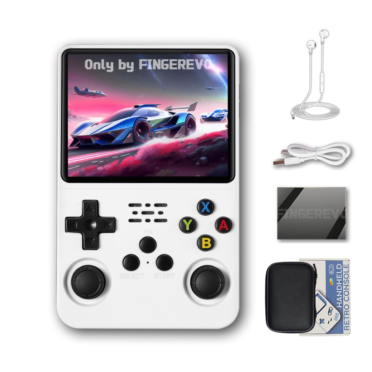 R36S Console di gioco portatile 3.5 pollici 640*480 IPS Schermo 3200mAh RK3326 Bianco